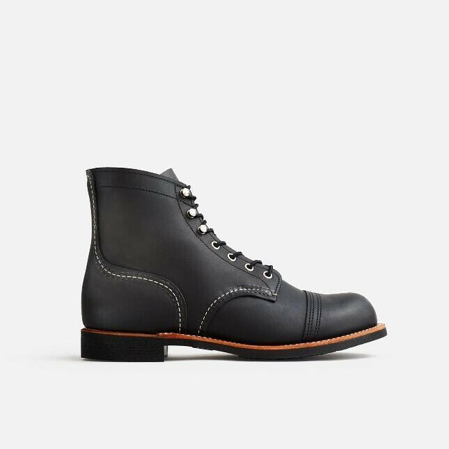 Red Wing Iron Ranger 8084 Men's Black Leather Toe Cap Comfort 6-Inch Ankle Boots.
