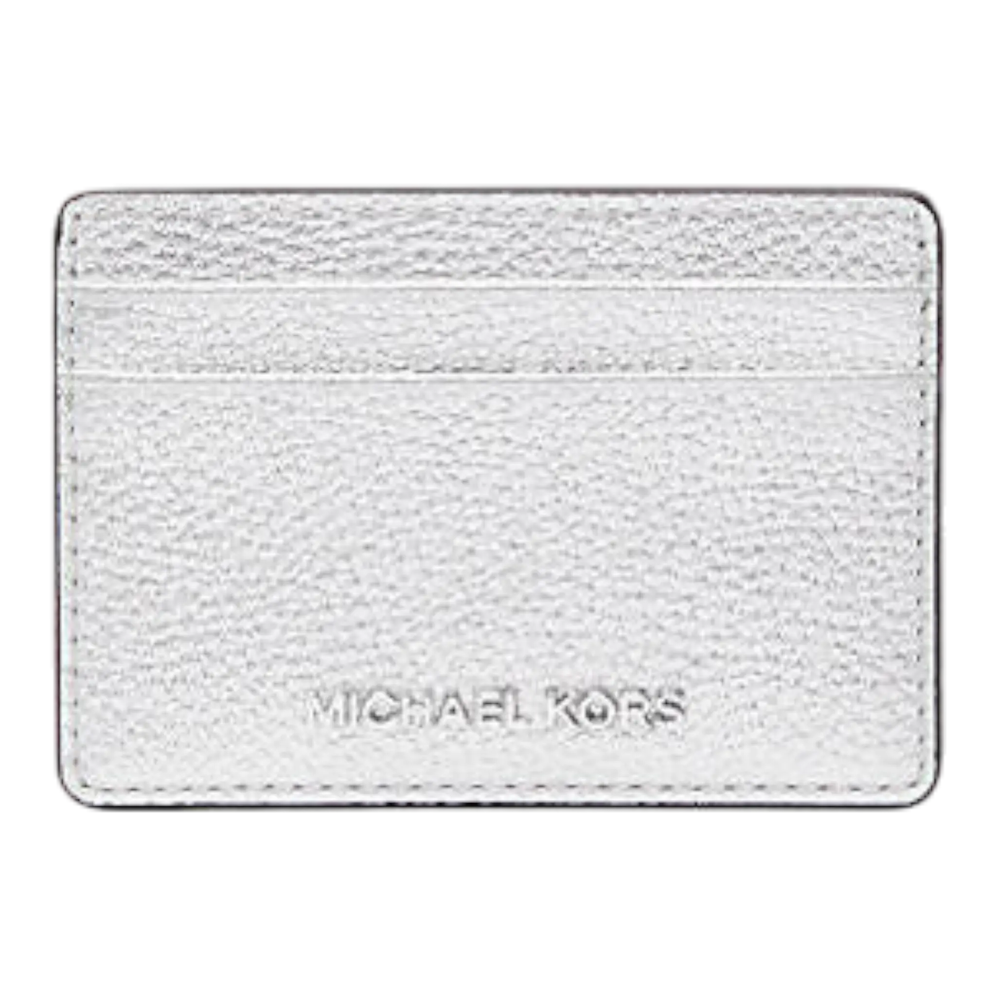 Michael Kors Jet Set Card Case Women's S Silver Metallic Leather Michael Kors