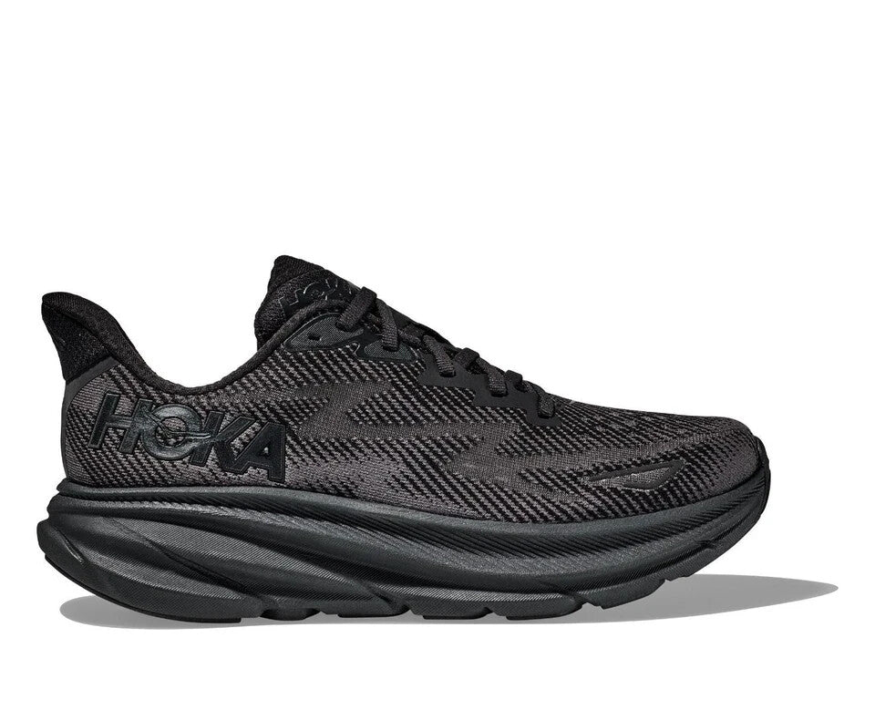 Hoka One One Clifton 9 1127895-BBLC Sneakers Men's Black Lace-Up Running Shoes
