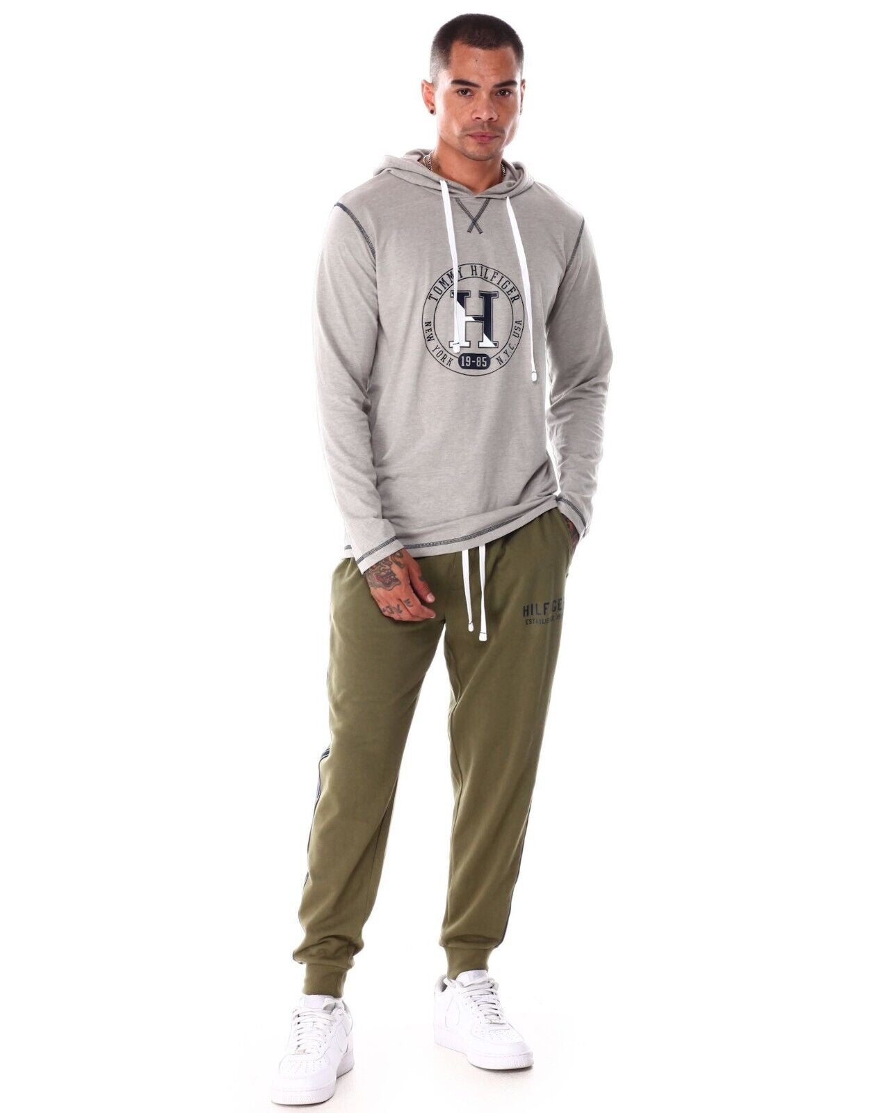 Tommy Hilfiger 09T4197-004 Hoodie Mens Gray Cotton Blend Long Sleeve Performance