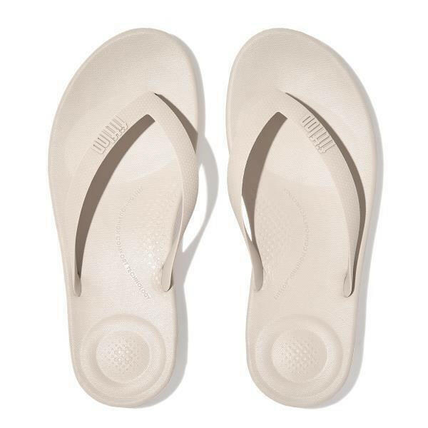 FitFlop Iqushion Egonomic Flip Flops Men's Stone Beige Slide Slippers.