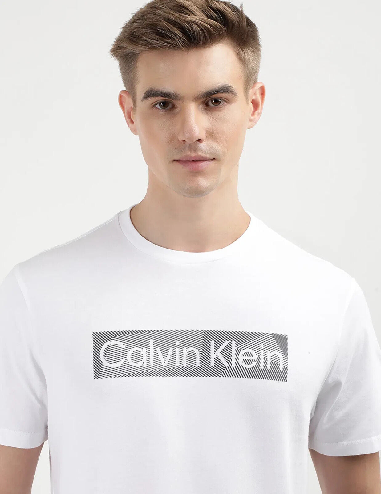 Calvin Klein T-Shirt Men's White Cotton Crew Neck Short Sleeve Tee