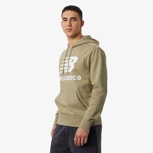 New Balance Essentials Hoodie Men's Medium Green Graphic Print Woven Long Sleeve