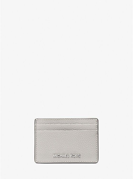 Michael Kors Jet Set Wallet Womens Aluminum Pebbled Leather Card Case.
