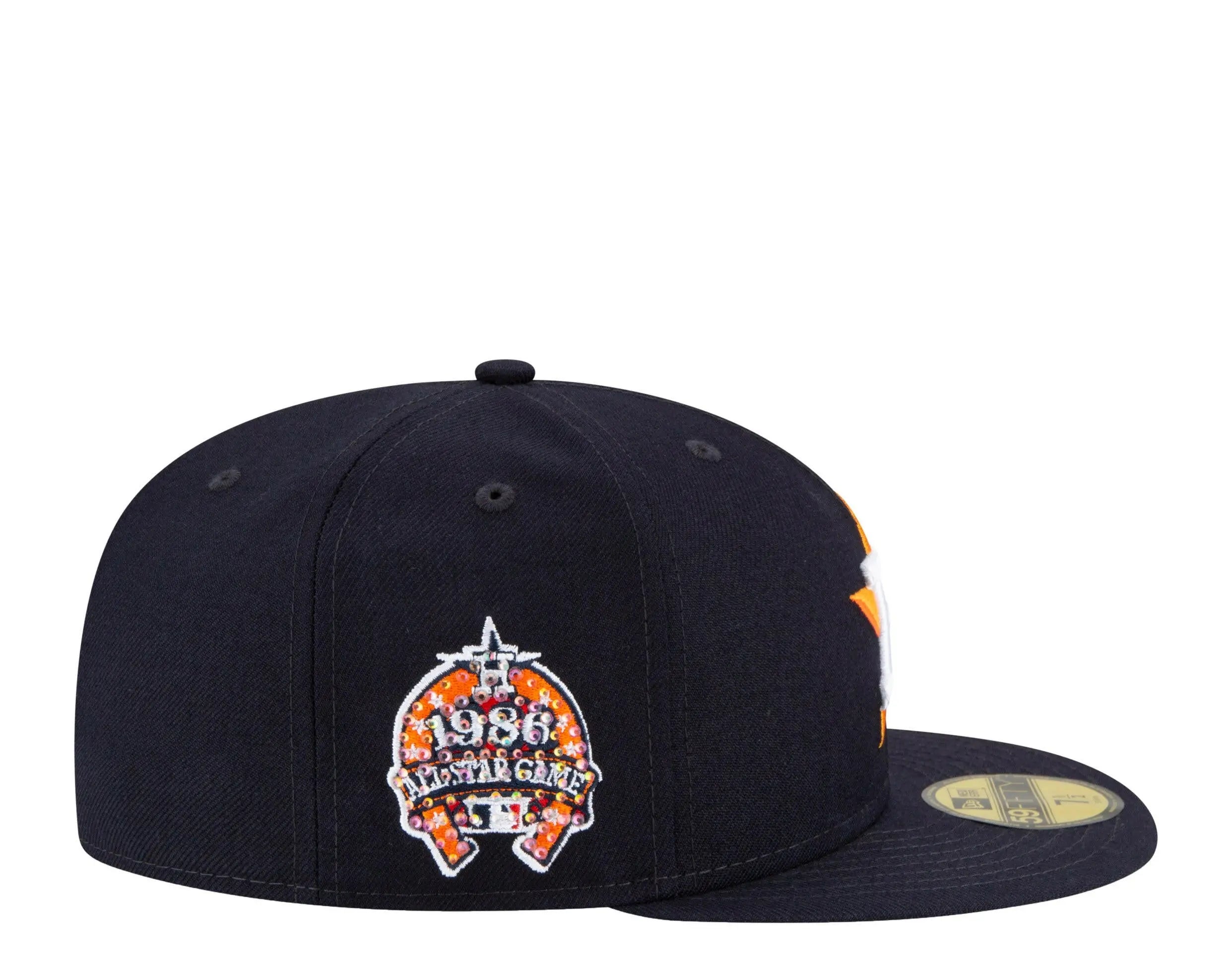 New Era 59Fifty MLB Houston Astros Icy 1986 ASG Side Patch Fitted Hat W/ Baby Blue Undervisor.