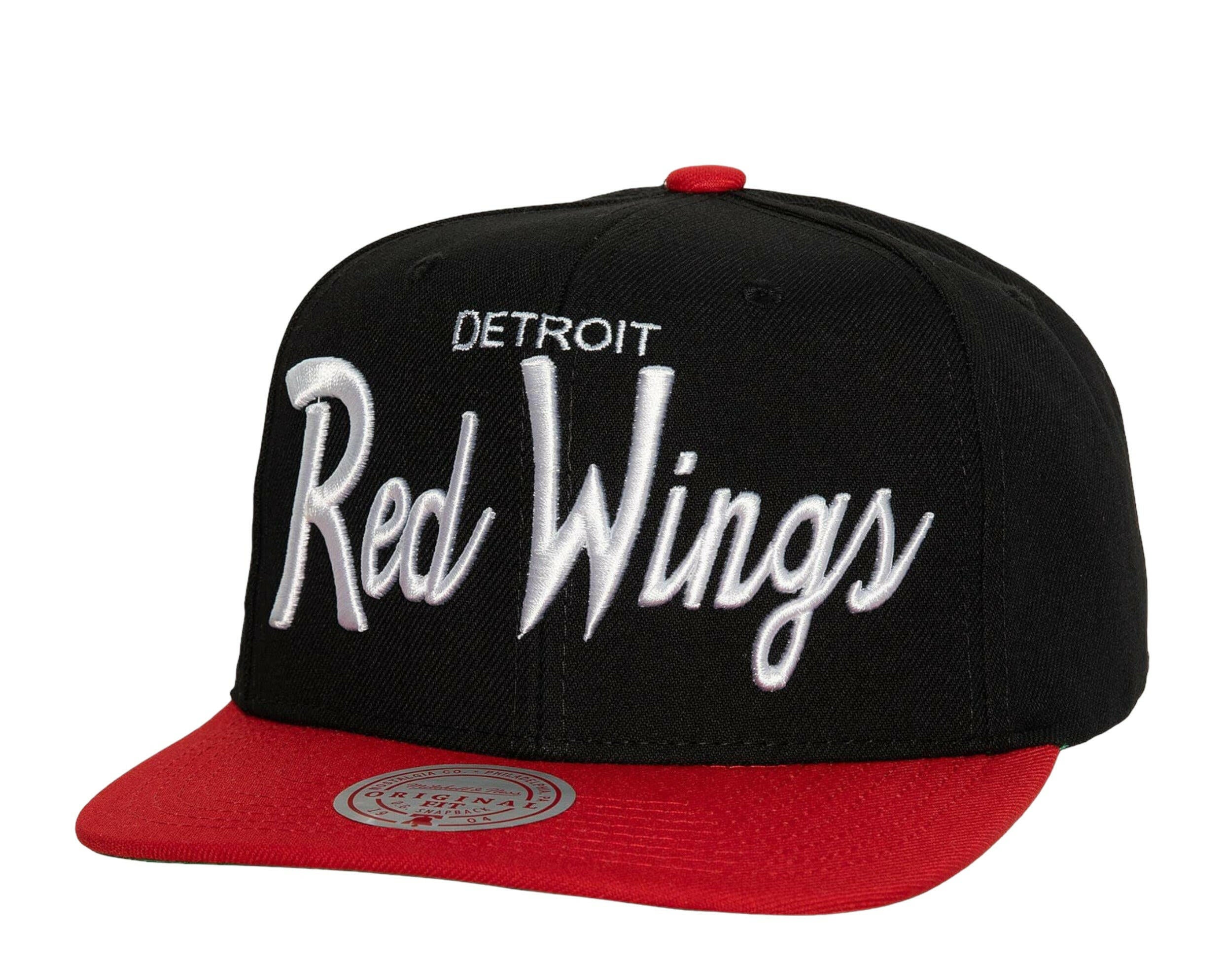Mitchell & Ness NHL Detroit Red Wings Vintage Script Snapback Hat.