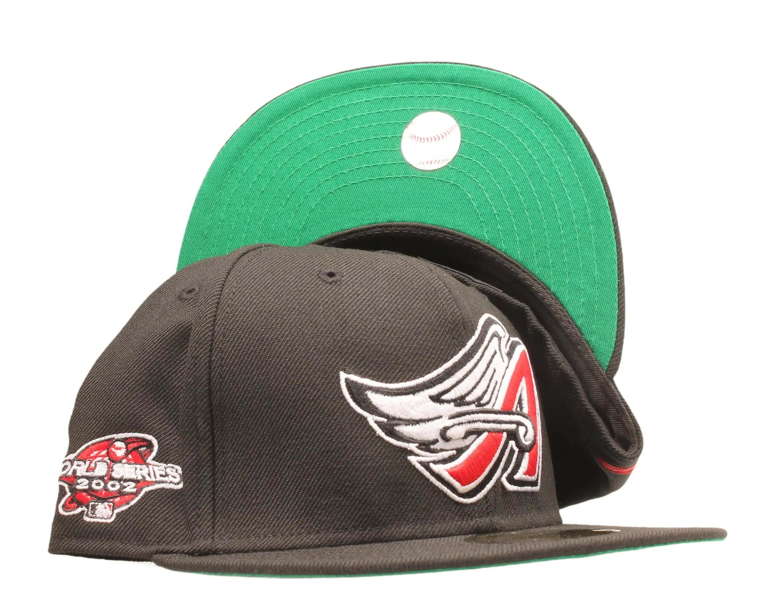 New Era x NYCMode 59Fifty MLB Anaheim Angels 2002 World Series Fitted Hat W/ Green Undervisor.