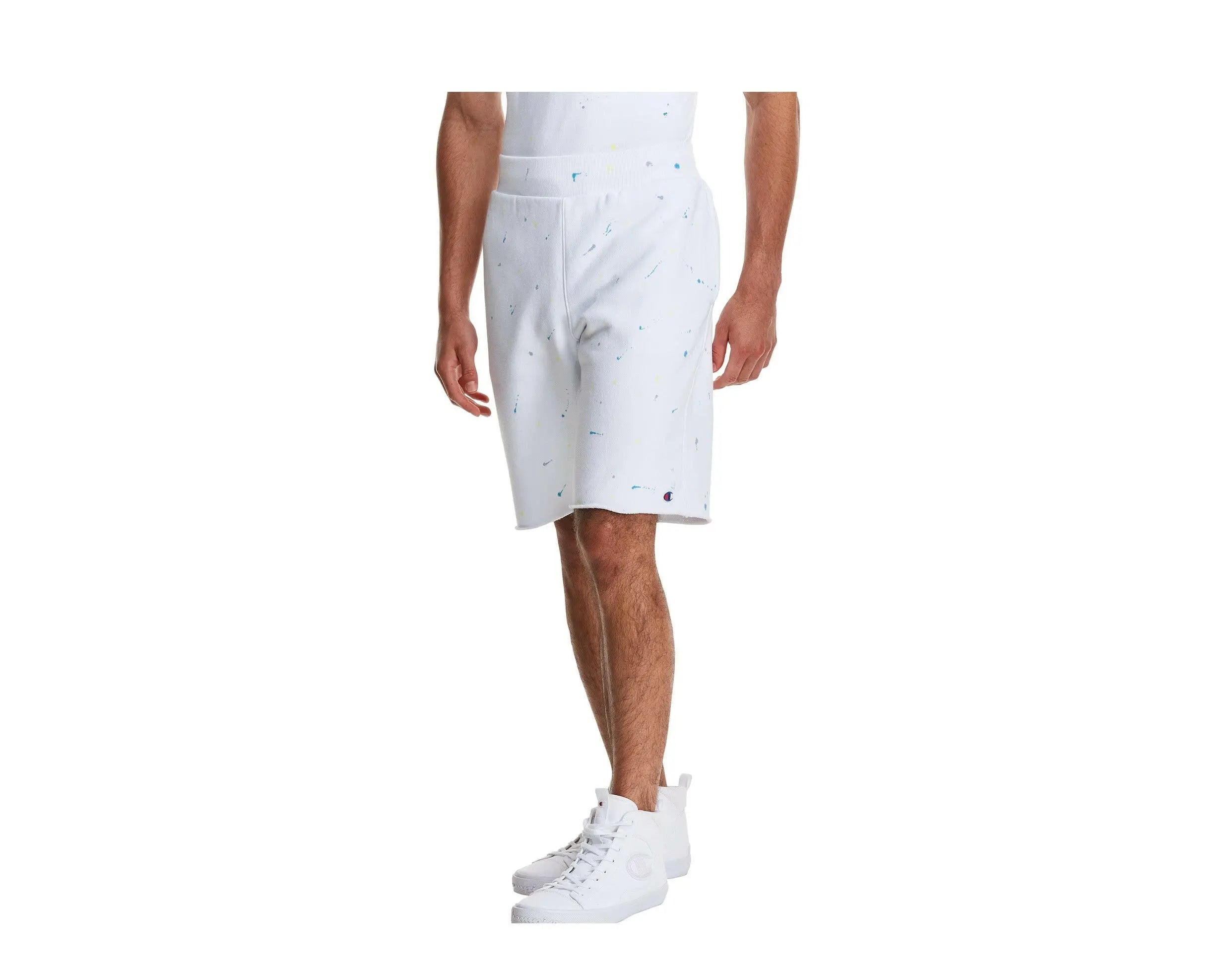 Champion C-Life Reverse Weave Cut Off Paint Splatter Men's Shorts.