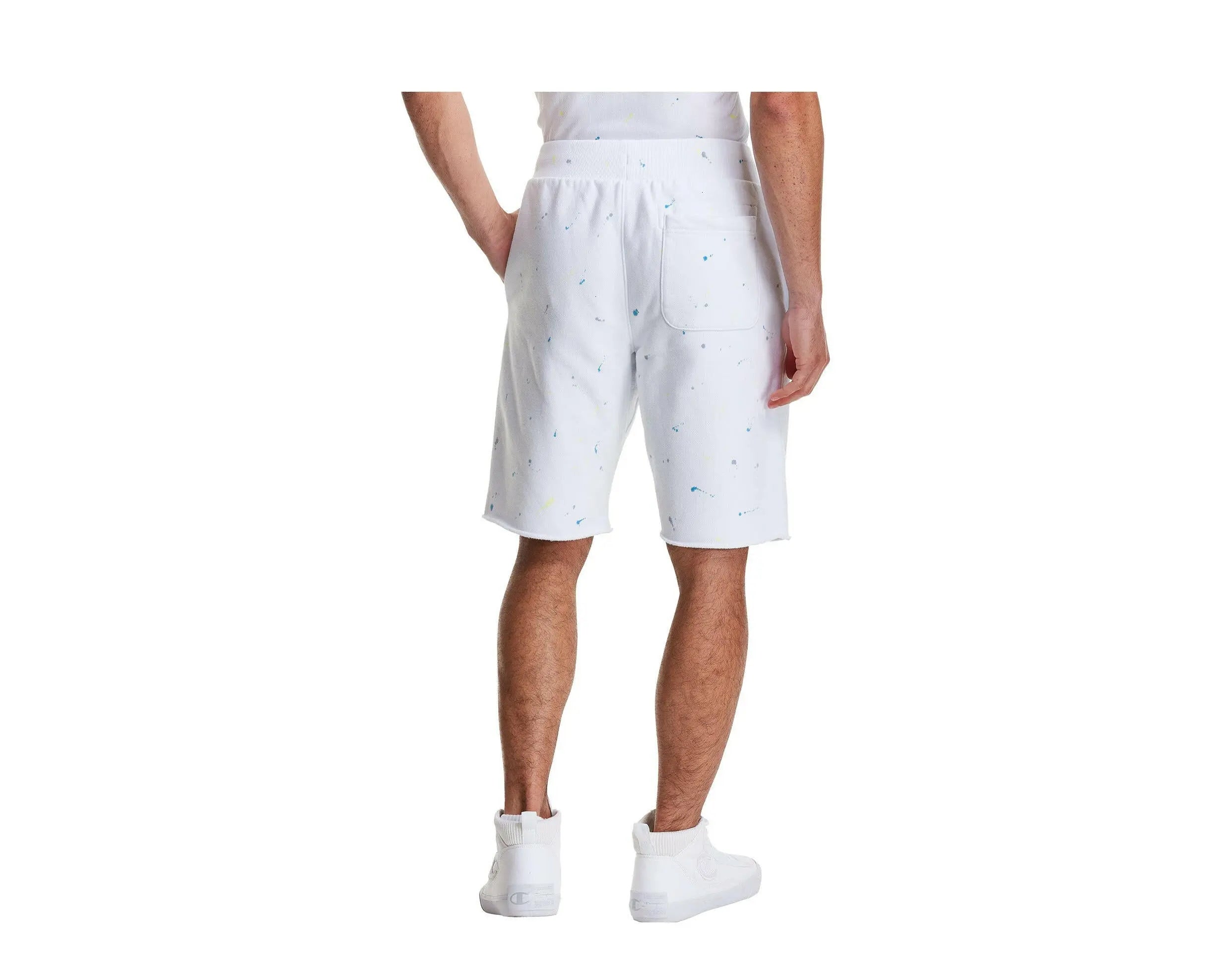 Champion C-Life Reverse Weave Cut Off Paint Splatter Men's Shorts.