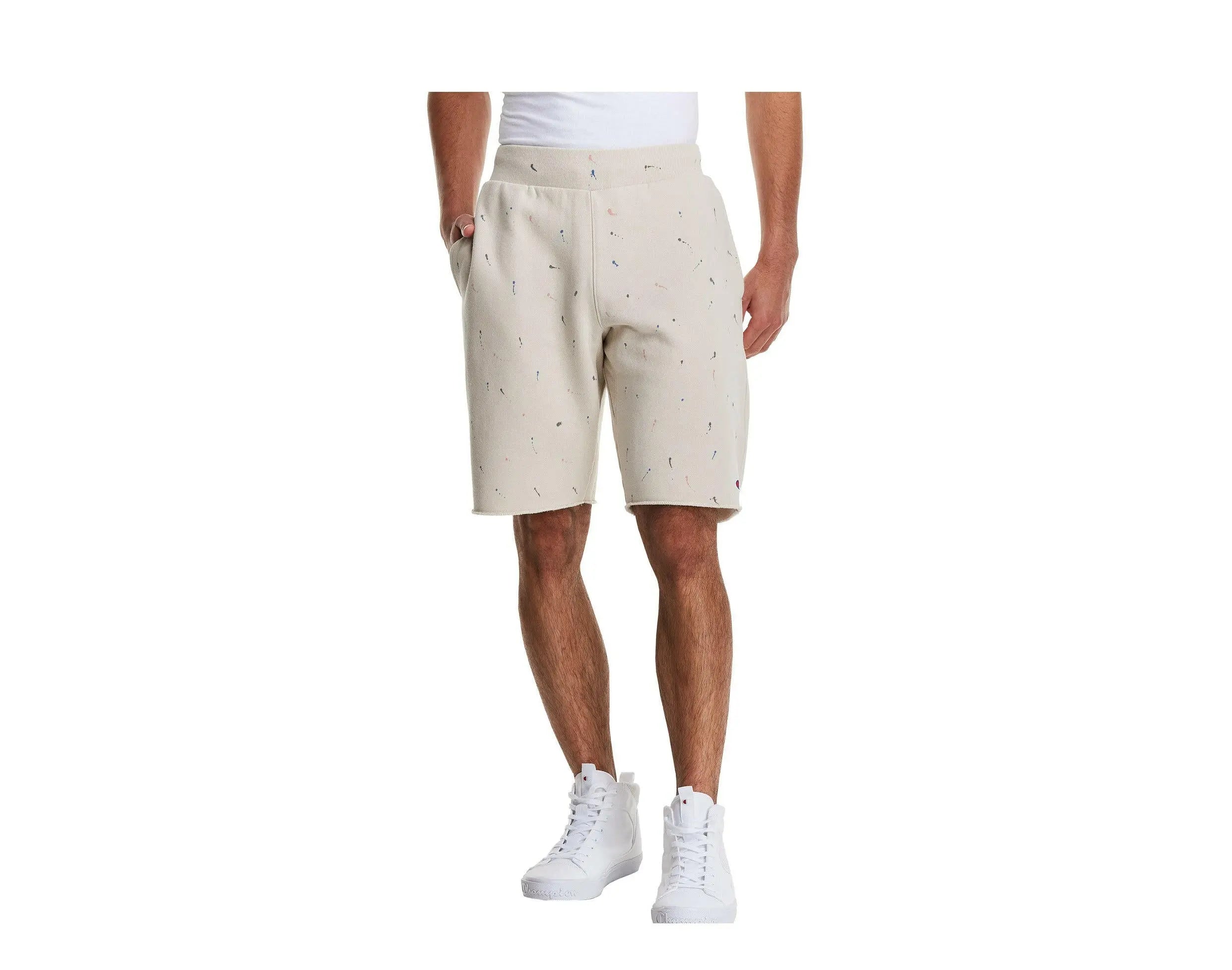 Champion C-Life Reverse Weave Cut Off Paint Splatter Men's Shorts.