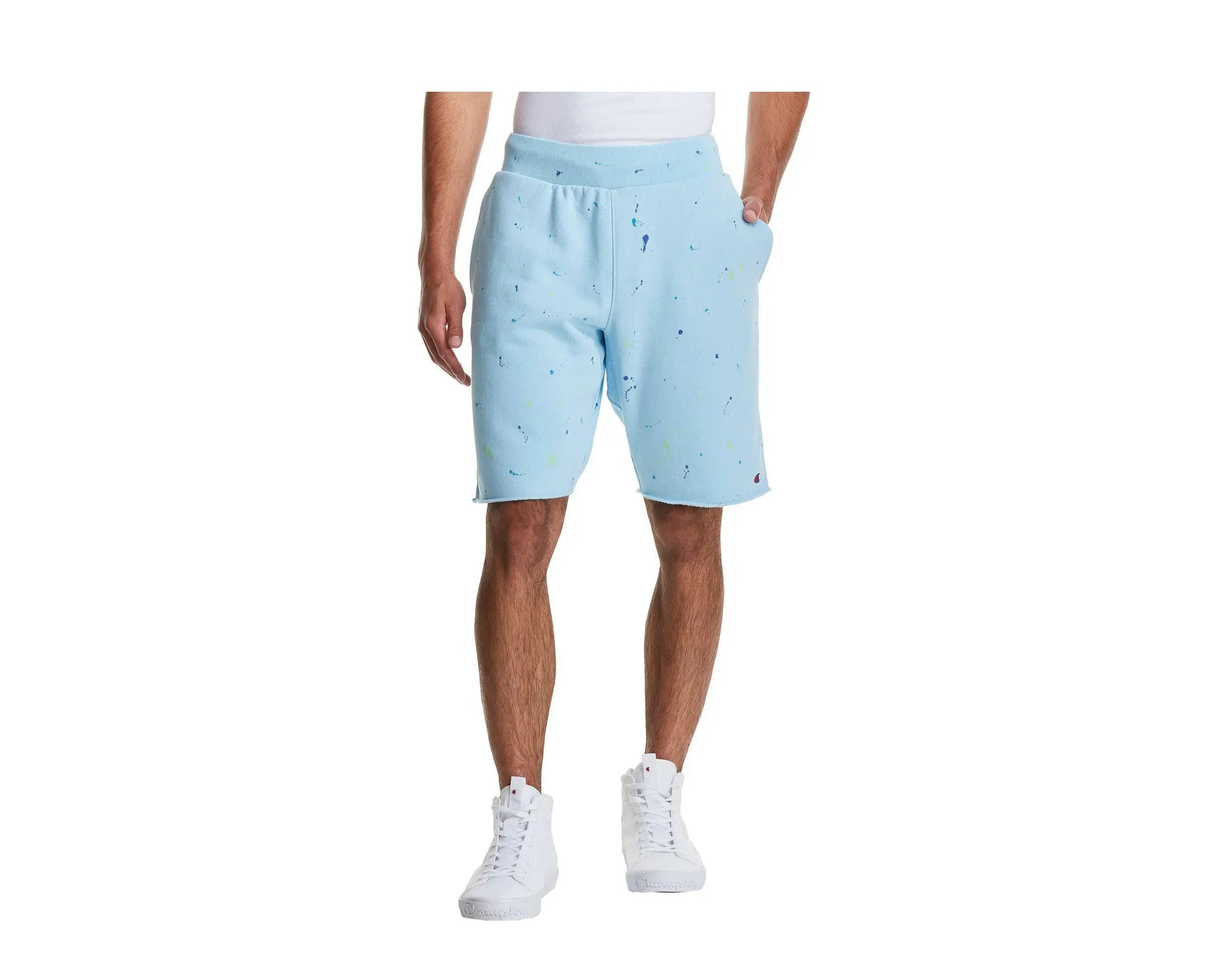 Champion C-Life Reverse Weave Cut Off Paint Splatter Men's Shorts.