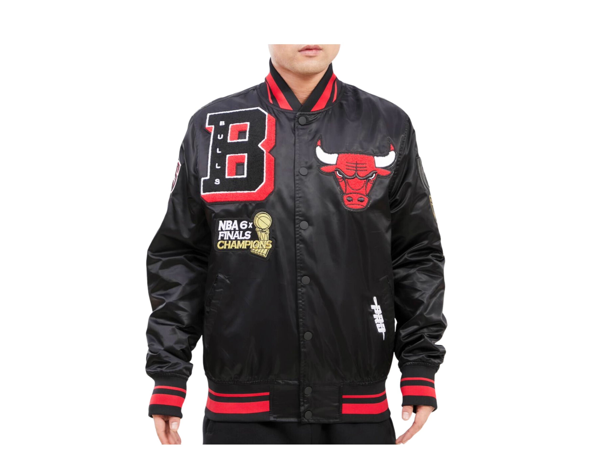 Men's Bomber New Era NBA Satin Bomber Chicago Bulls Black
