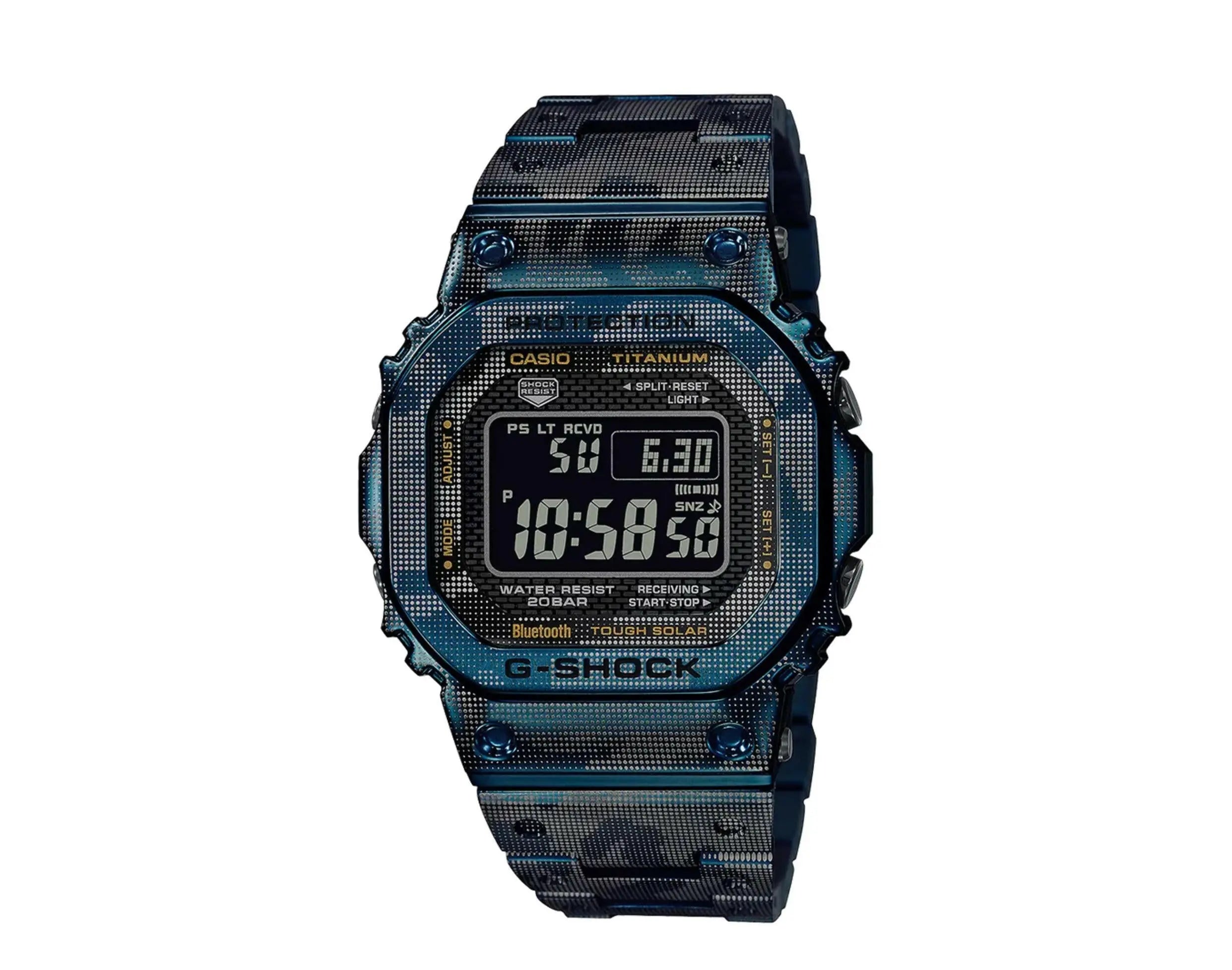 Casio G-Shock GMWB5000TCF Laser Camo Digital Titanium Full Metal Watch.