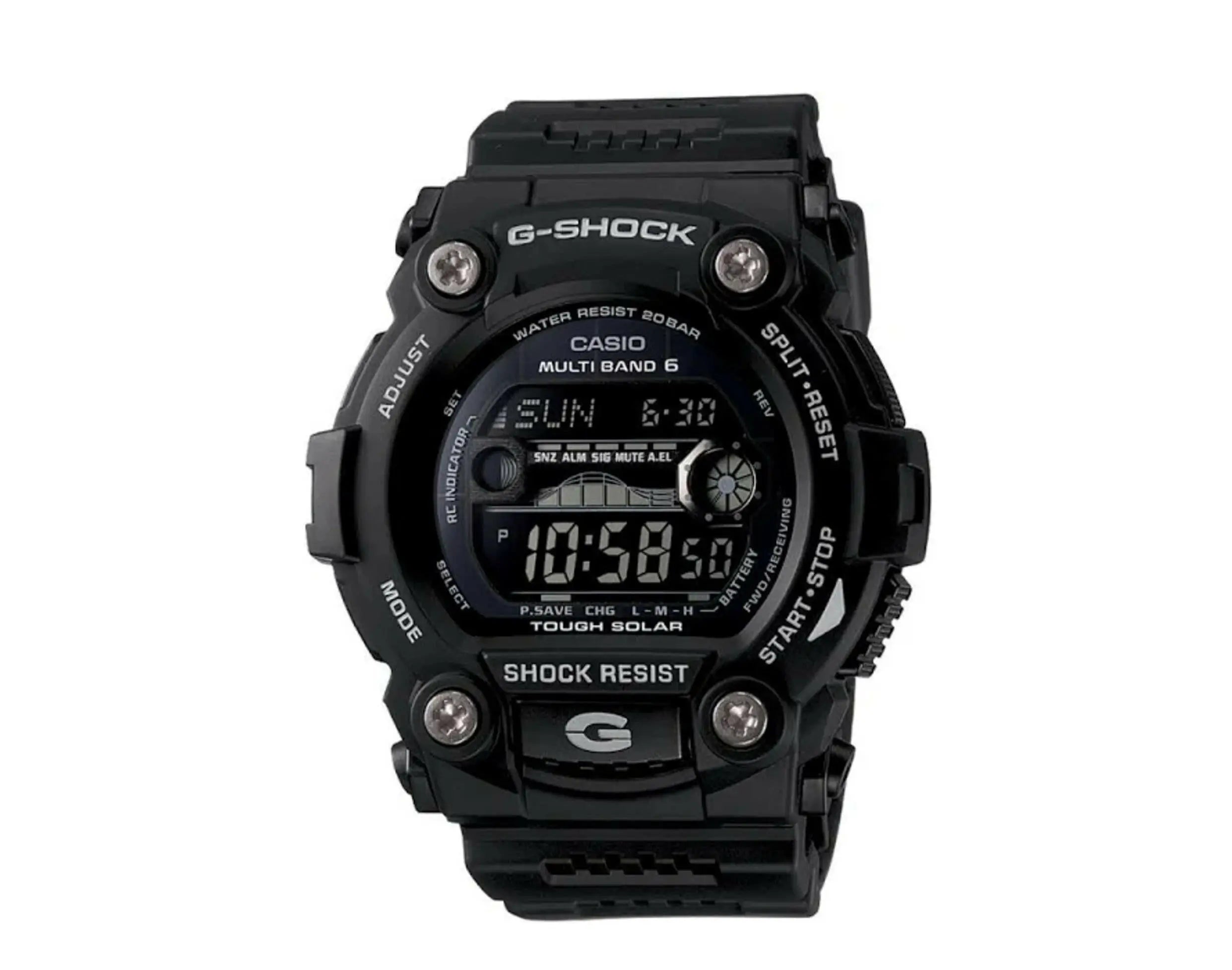 Casio G-Shock GW7900 BlackOut Digital Tide Graph Resin Watch.