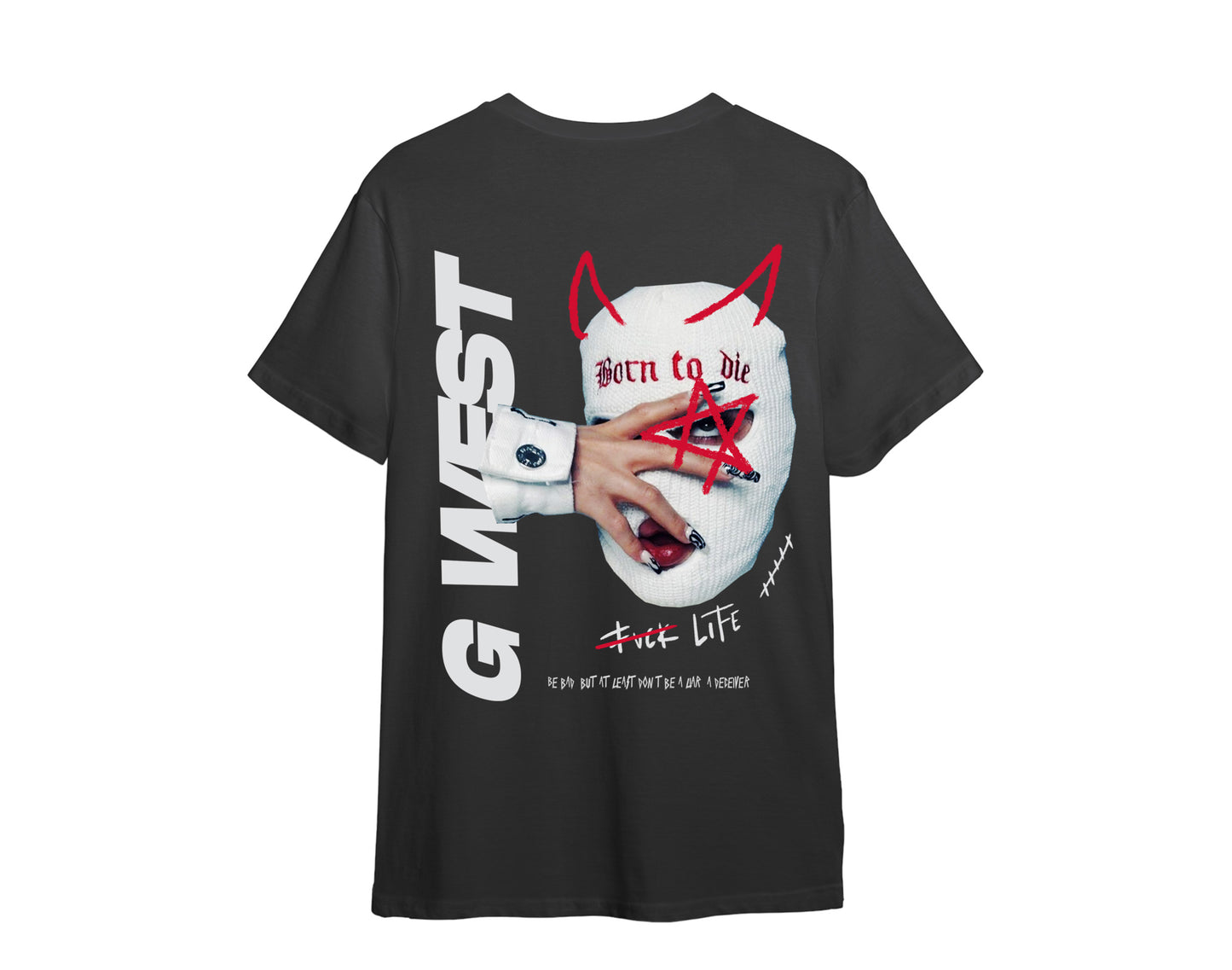 G West Printed Mask Graphic Crew Neck Men's T-Shirt