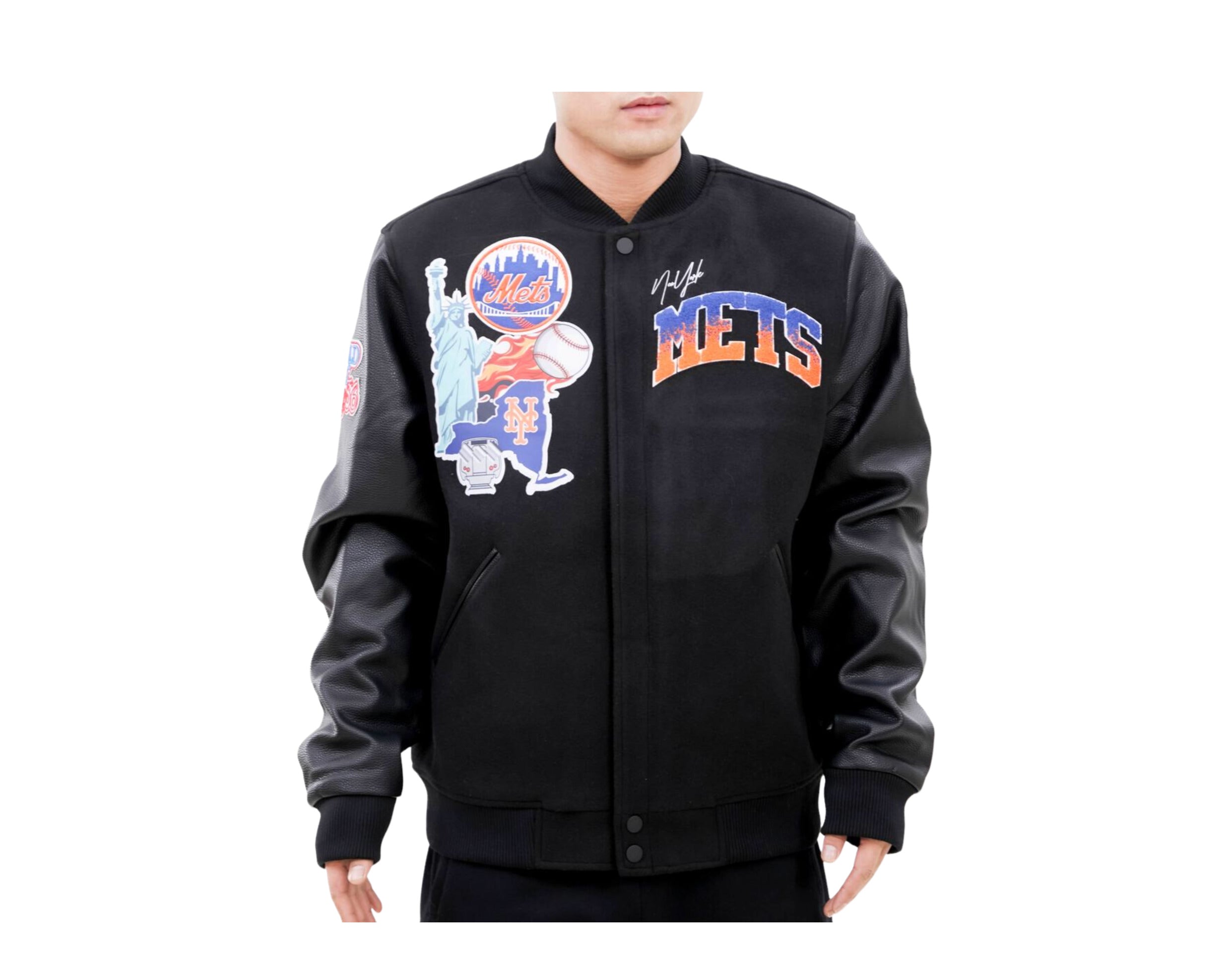 Men's New Era Black Detroit Lions Third Down Varsity Full-Snap Jacket