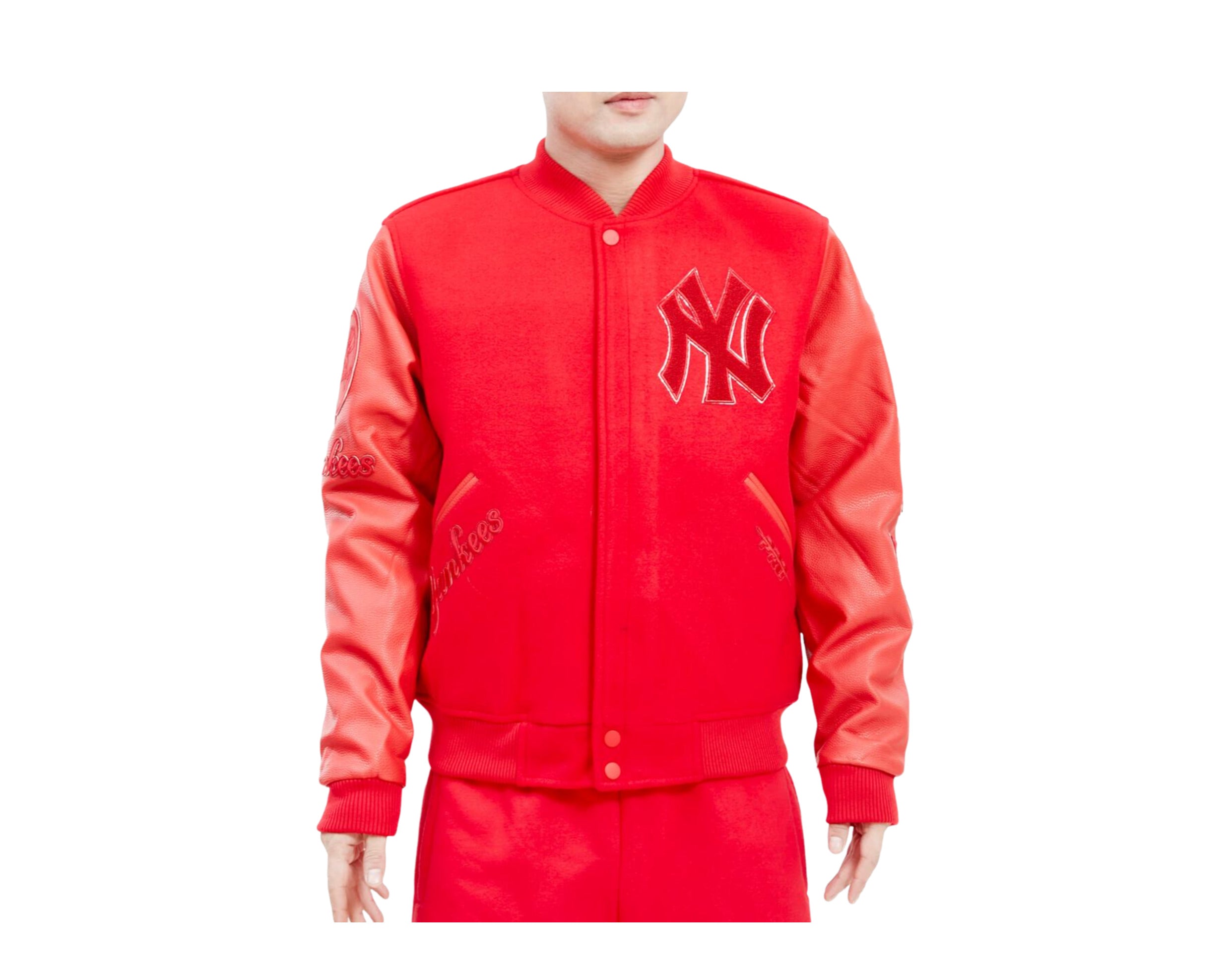 NEW YORK YANKEES RED ZIP FRONT MLB JACKET WITH PULL-UP HOOD