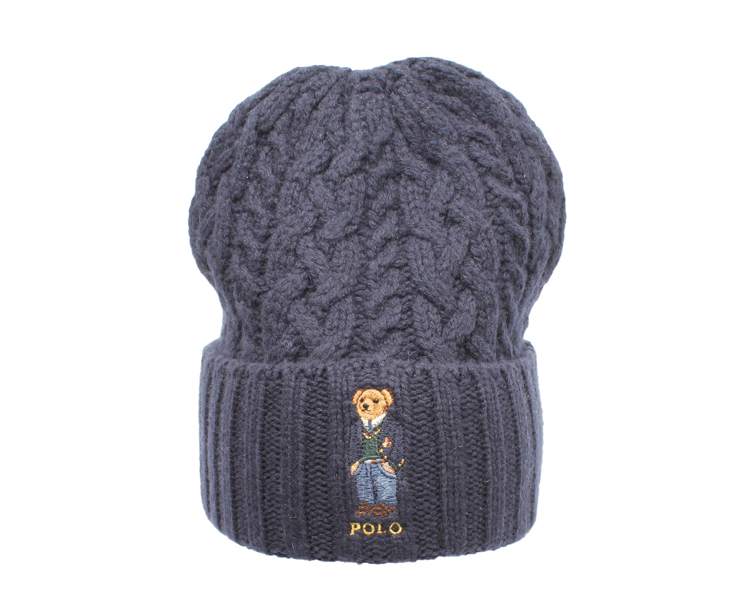 Polo Ralph Lauren St. Andrew Bear Aran-Knit Cuffed Hat