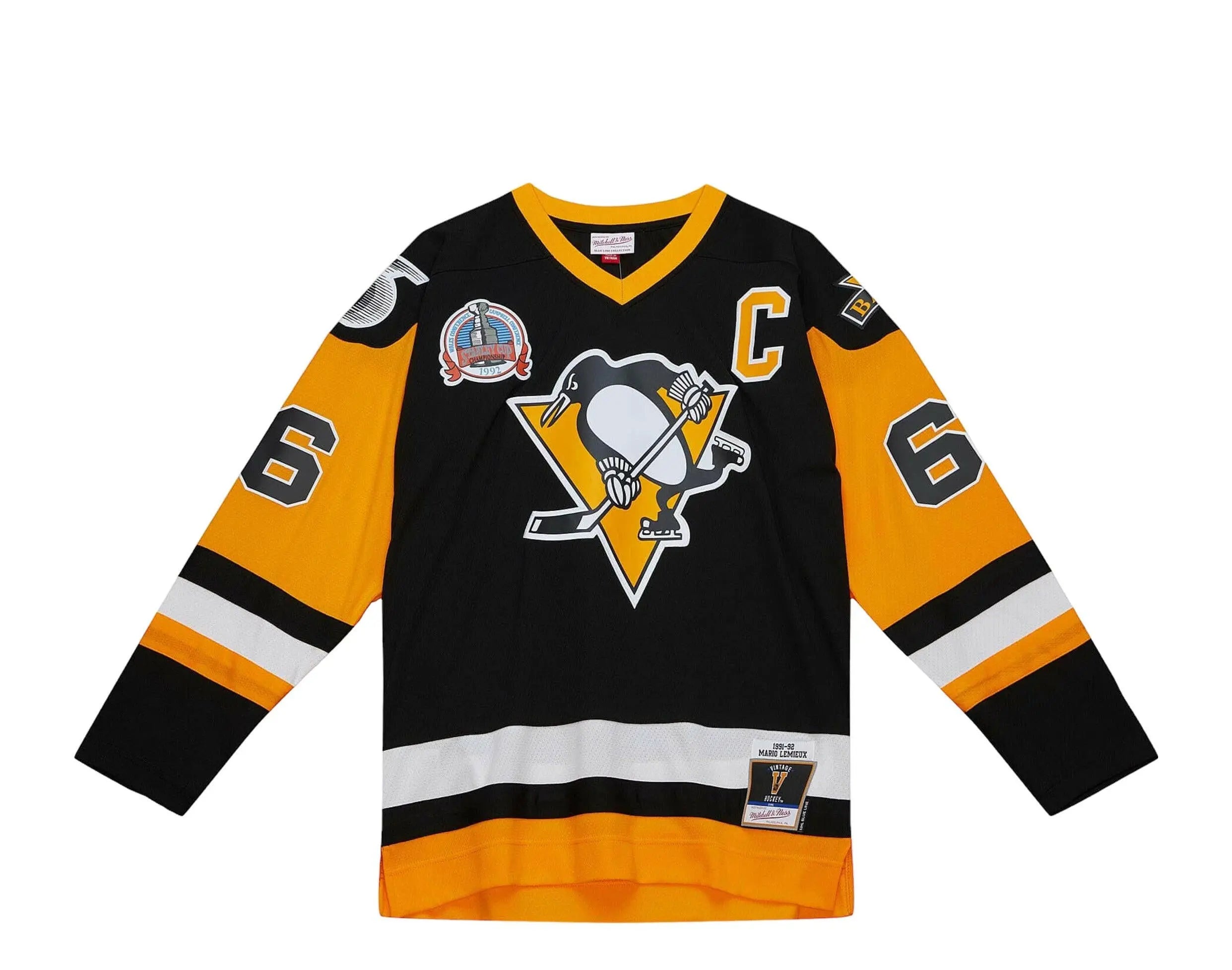 Mitchell & Ness Blue Line Mario Lemieux Pittsburgh Penguins 1991 Jersey.