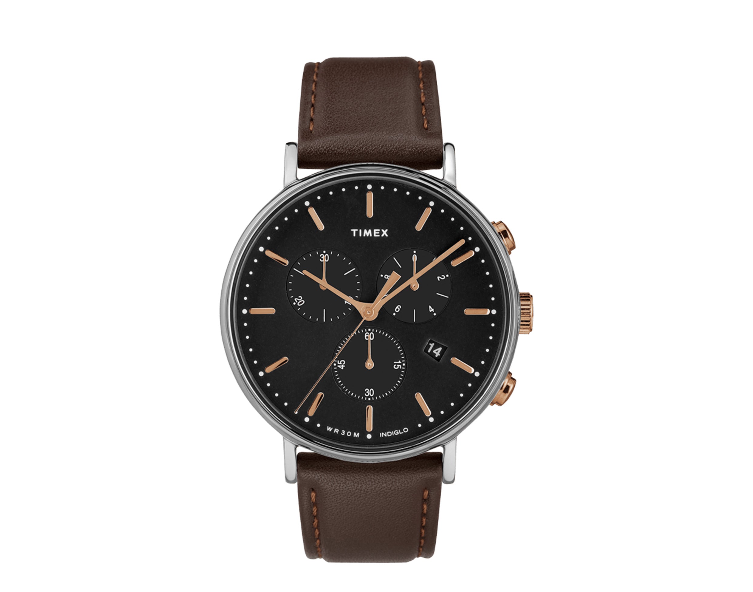 Timex Fairfield Chronograph 41mm Leather Strap Watch