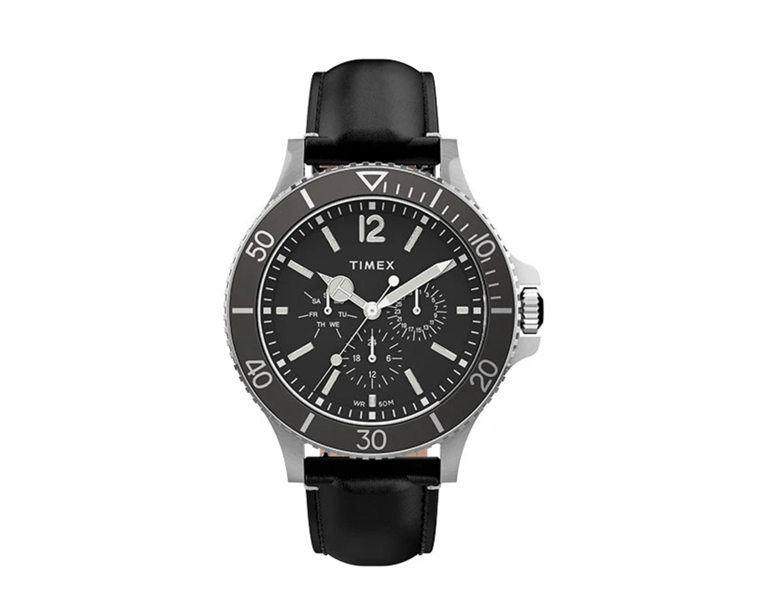 Timex Harborside Multifunction 43mm Leather Strap Watch