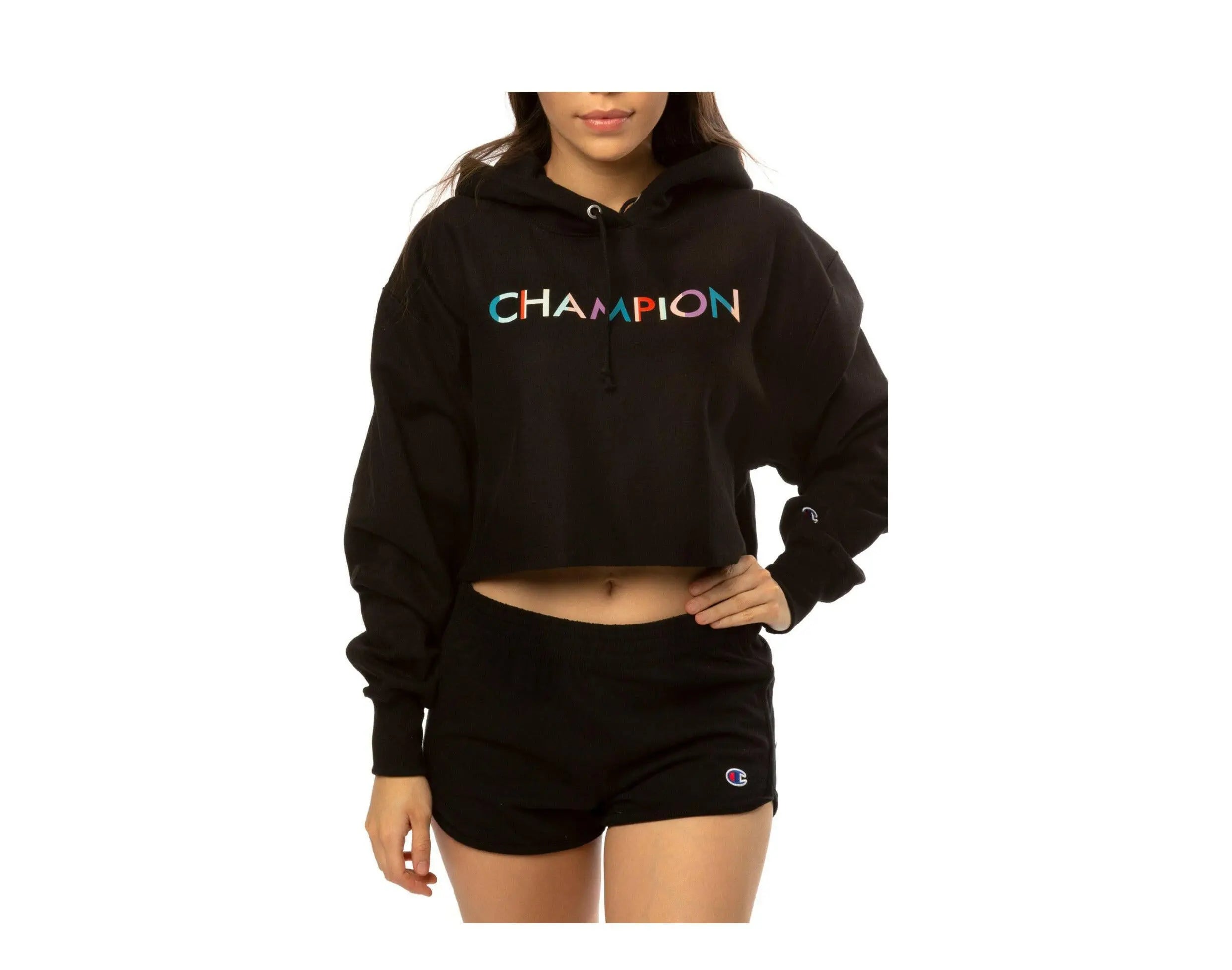 Champion C-Life Reverse Weave Cropped Cut Off Colorblock Women's Hoodie.