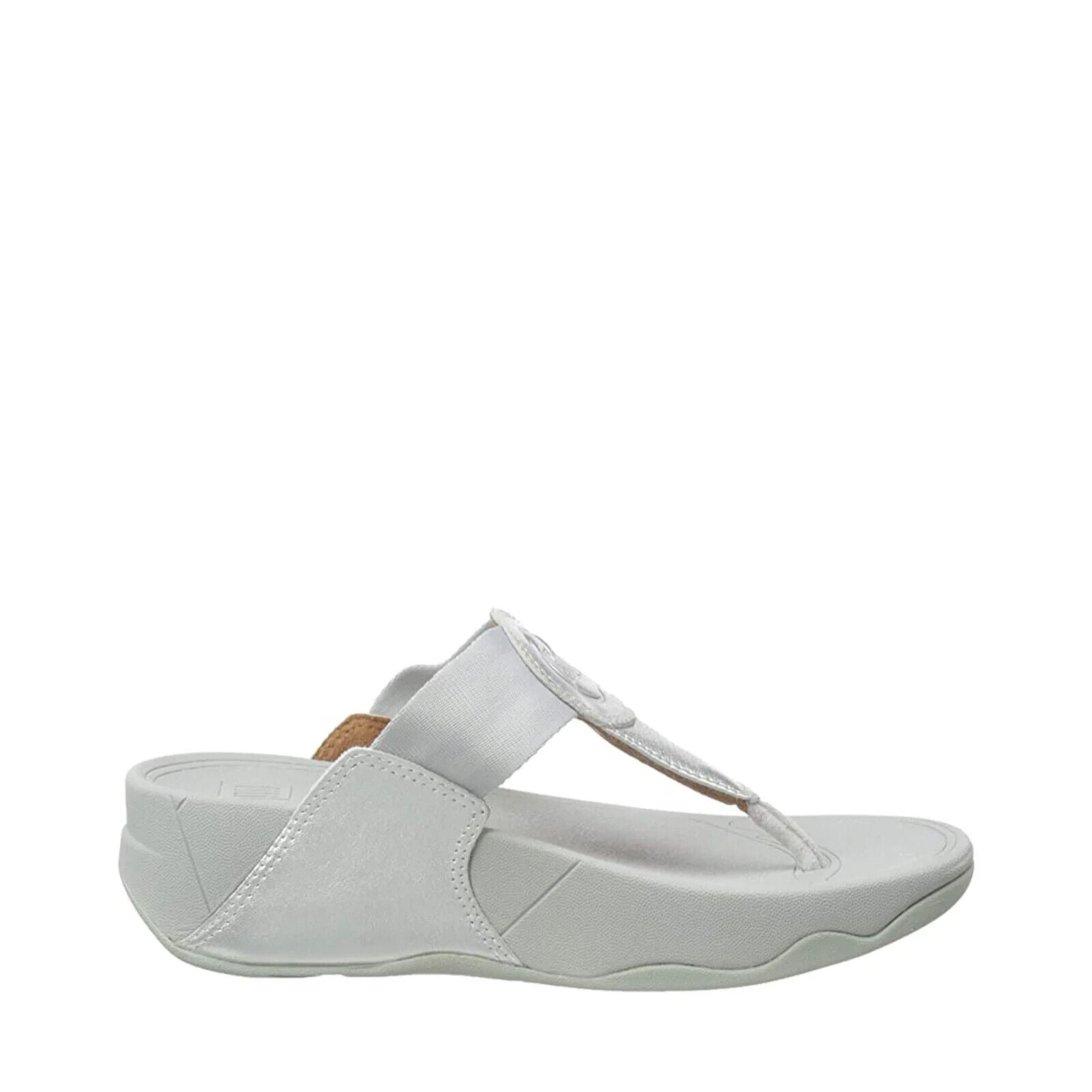 FitFlop Walkstar Toe Post Sandals Women's Silver Slip-On Wedge Comfort.