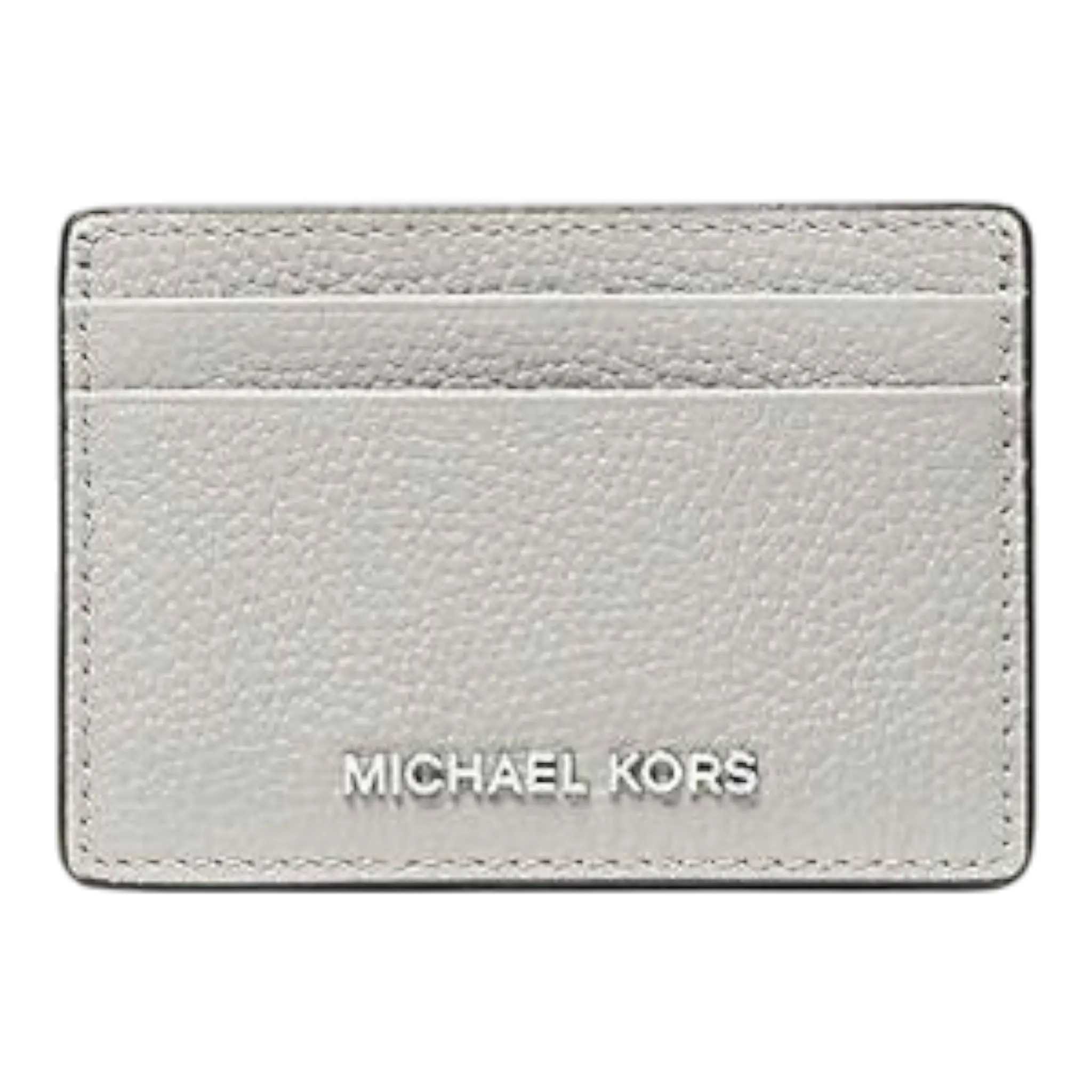 Michael Kors Jet Set Wallet Womens Aluminum Pebbled Leather Card Case Michael Kors