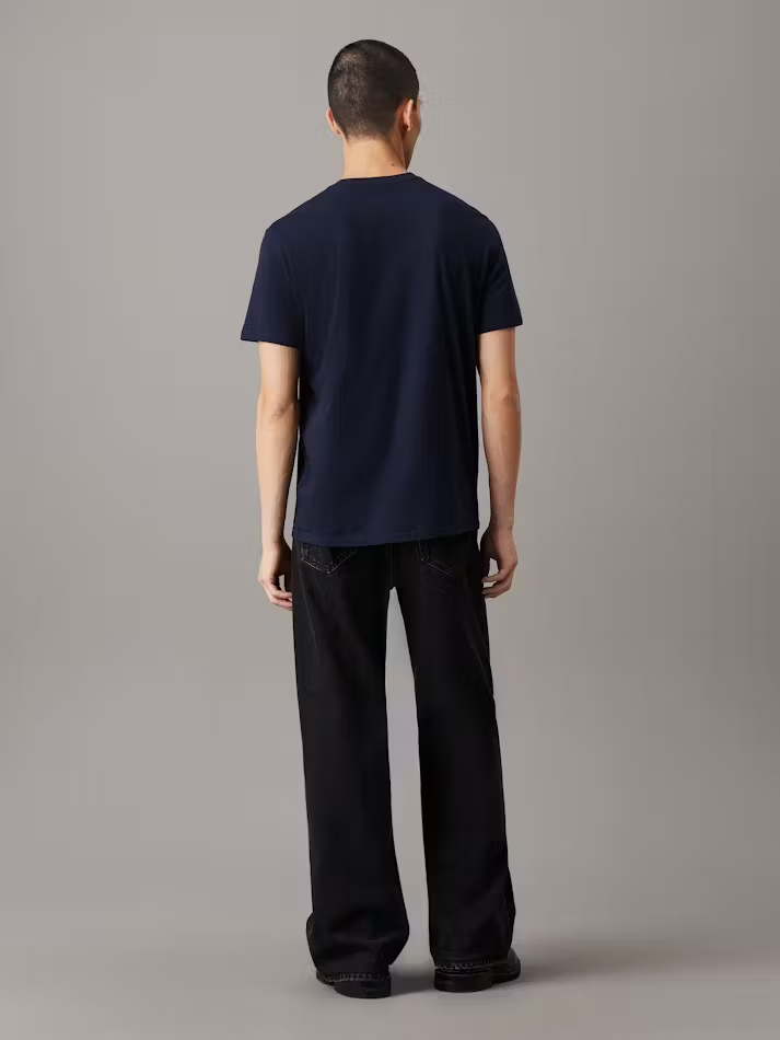 Calvin Klein T-Shirt Men's Blue Cotton Monogram Classic Fit Tee