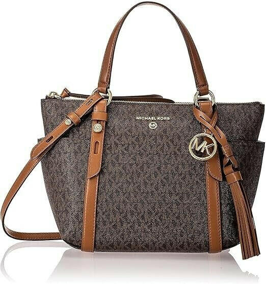 Michael Kors Sullivan Tote Bag Women's Small Brown Logo Print.