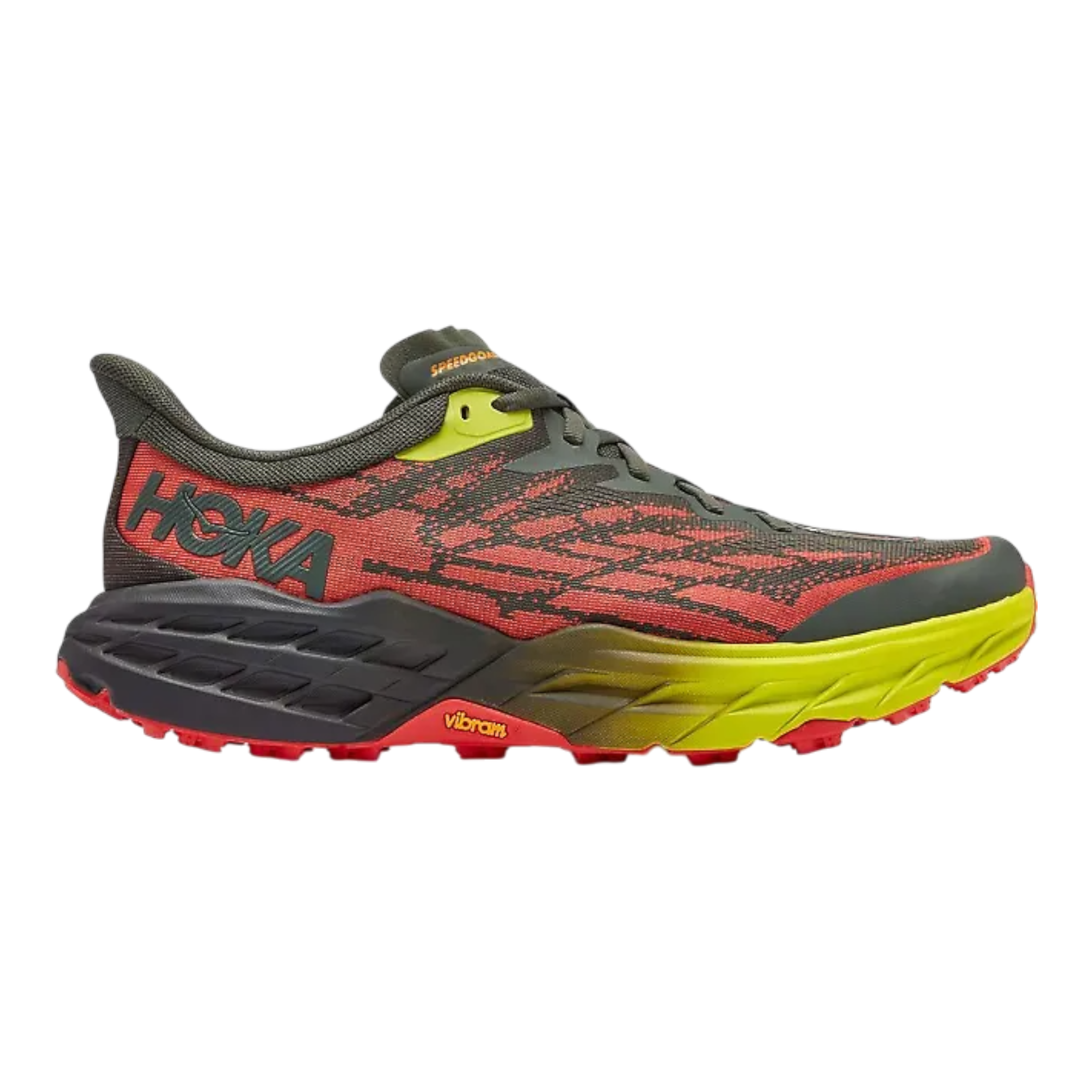 HOKA Speedgoat 5 Men’s Trail Shoes Thyme/Fiesta