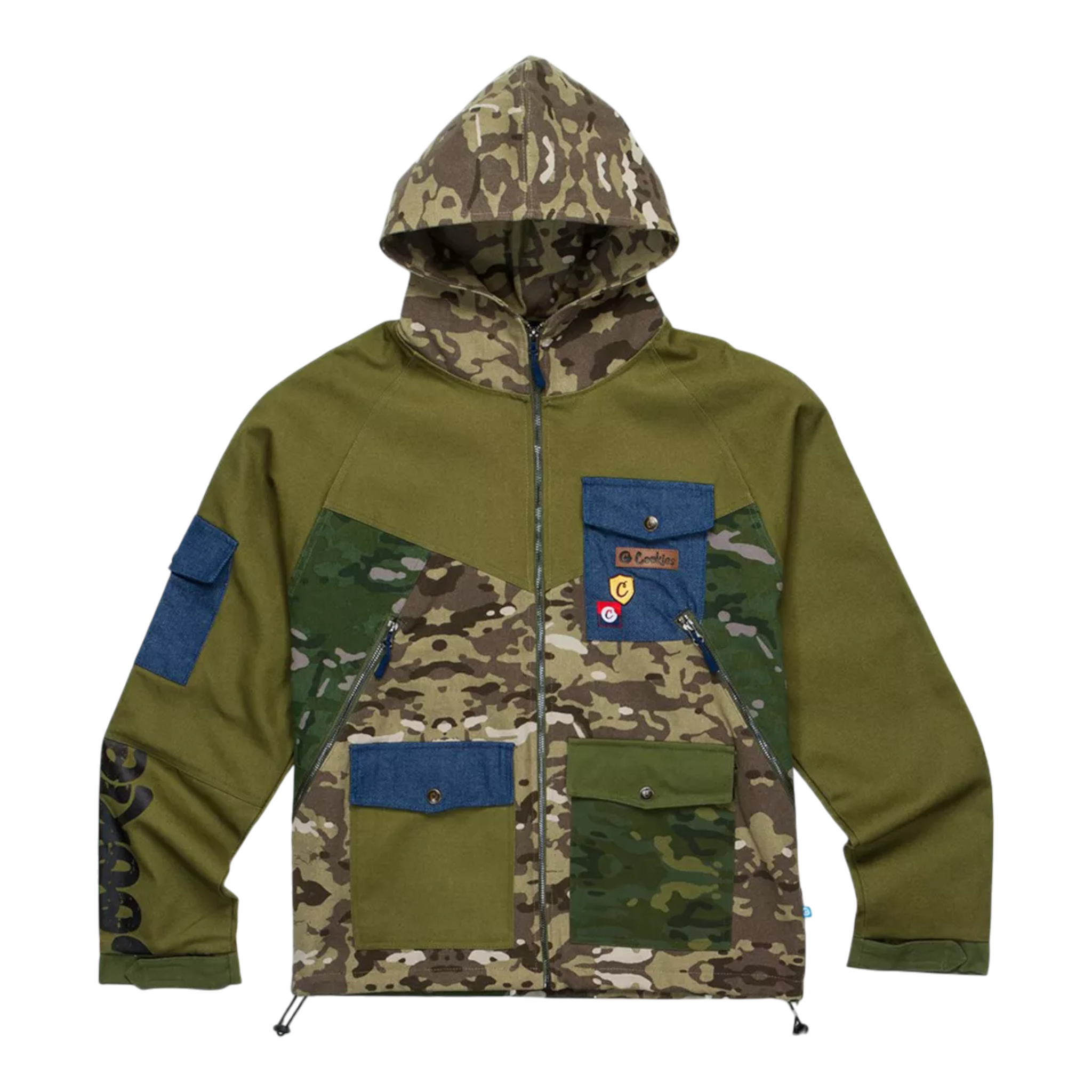 Cookies Backcountry Color-Blocked Hooded Olive Camo Jacket Men’s