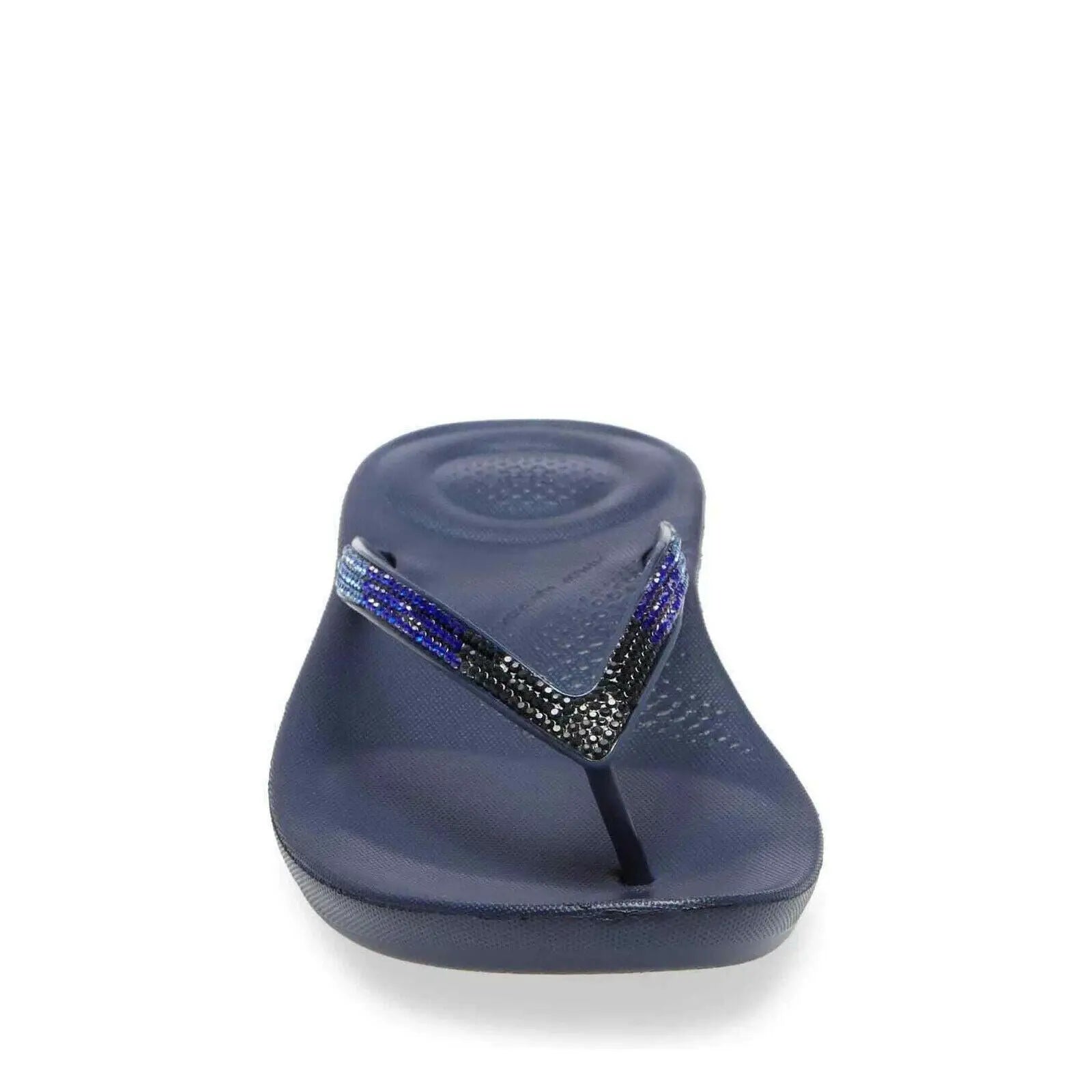 FitFlop Iqushion Flip Flop Sandals Women's Midnight Navy Ombre Sparkle.