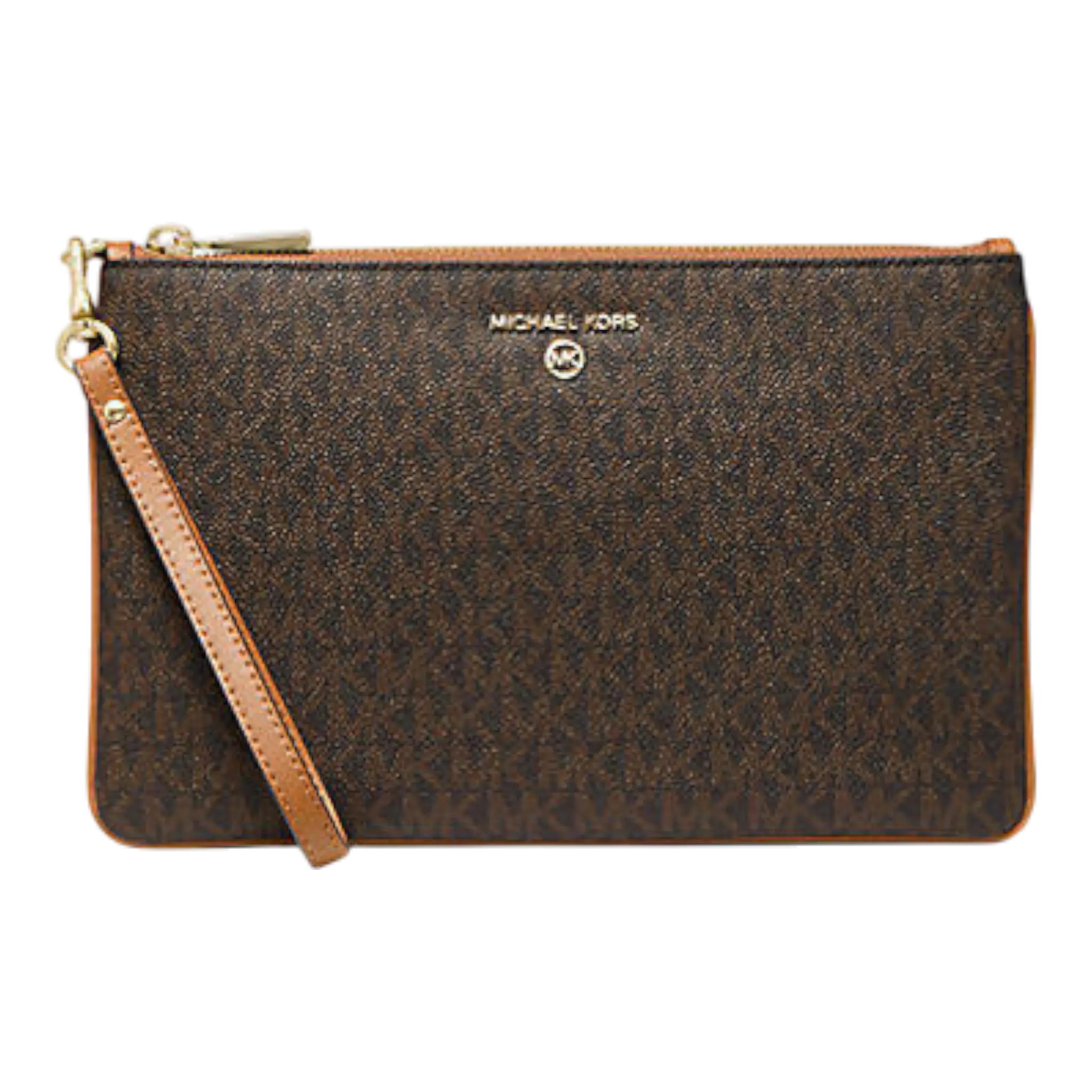 Michael Kors Jet Set Wristlet Wallet Women's L Brown Logo Print Michael Kors