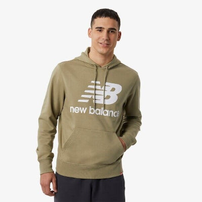 New Balance Essentials Hoodie Men's Medium Green Graphic Print Woven Long Sleeve