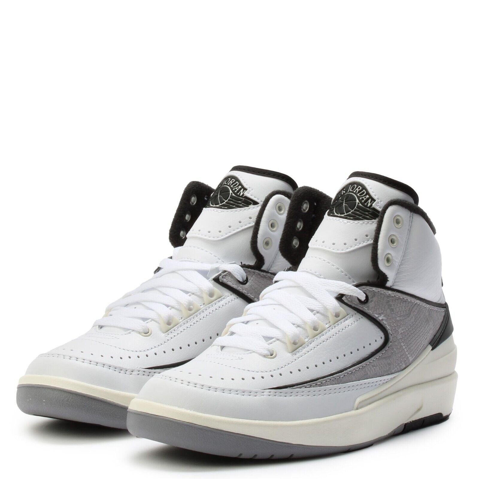 Air Jordan 2 Retro Basketball Shoes Unisex Kids White Python Print