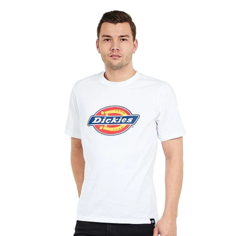 Dickies T-Shirt Mens White Cotton Horseshoe Logo Crew Neck Short Sleeve Pullover