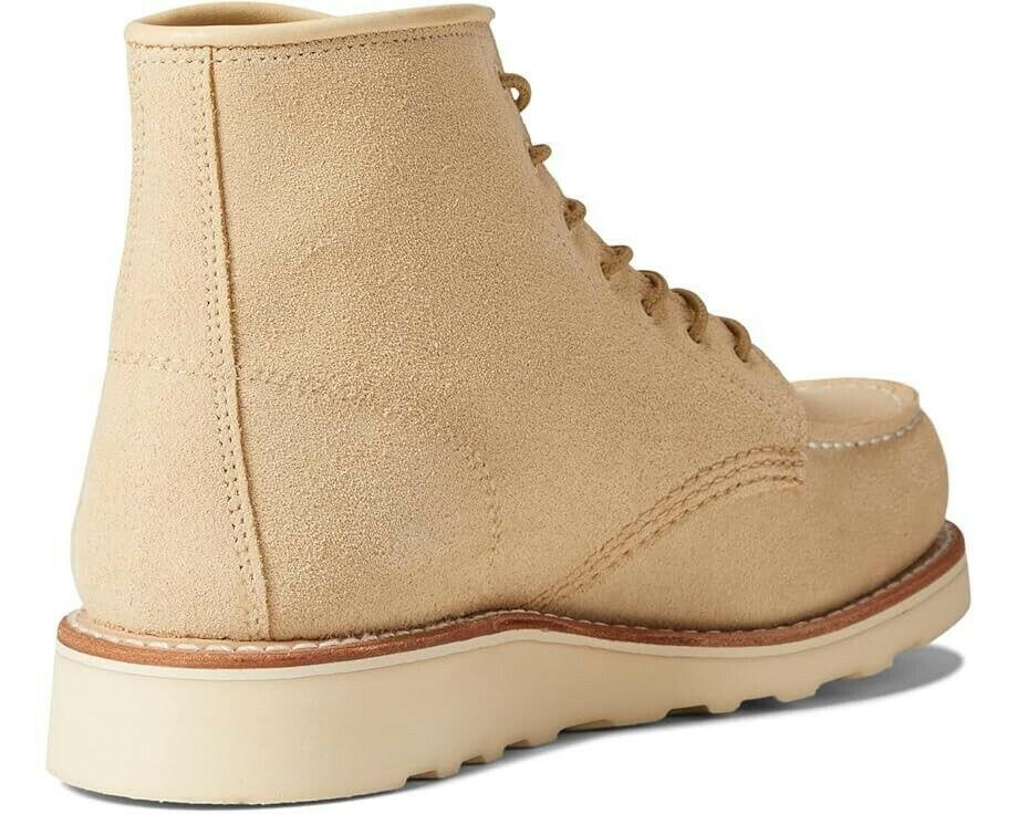 Red Wing Classic 3328 Women's Cream Leather Moc Toe Lace Up 6-Inch Ankle Boots.