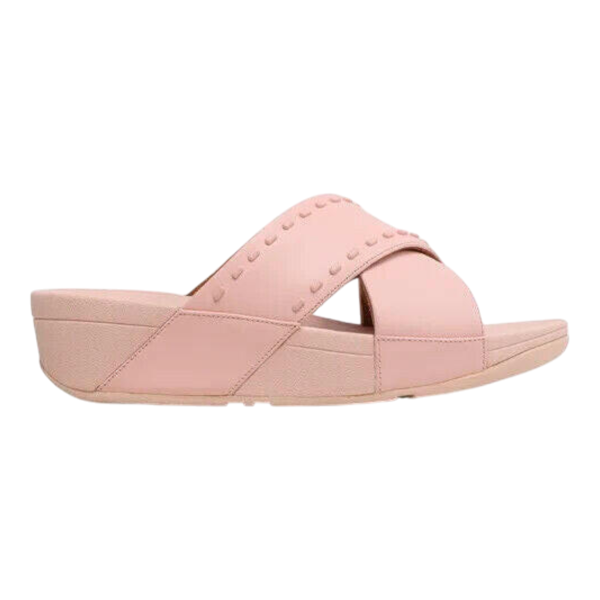 FitFlop Lulu Cross Sandals Women's Pink Salt Leather Rubber-Stud Slip-on FitFlop