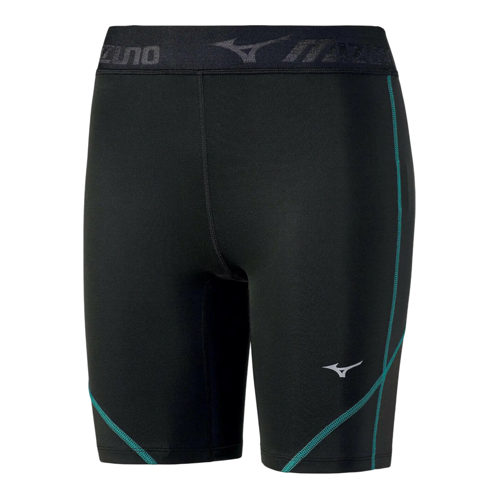 Mizuno Impulse Core Mid Tights Women Black Zip Pocket Running Shorts Mizuno