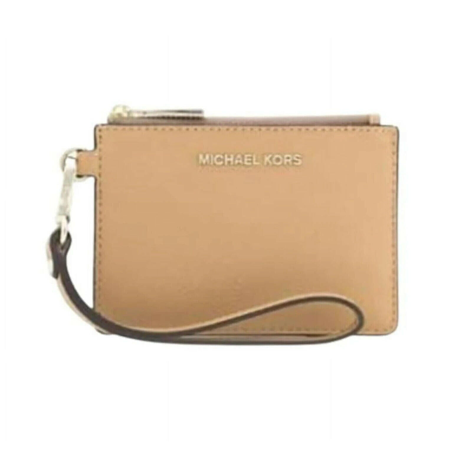 Michael Kors Wristlet Women's OS Camel Pebbled Leather Coin Purse.