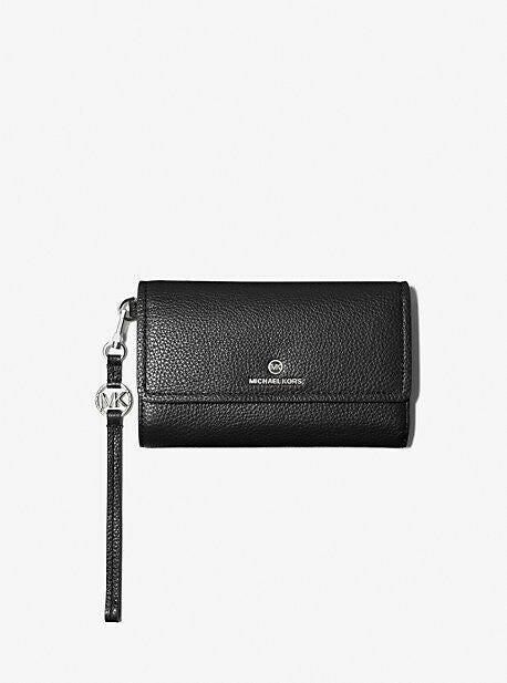 Michael Kors Jet Set Wallet Women's Black Charm Pebbled Leather.