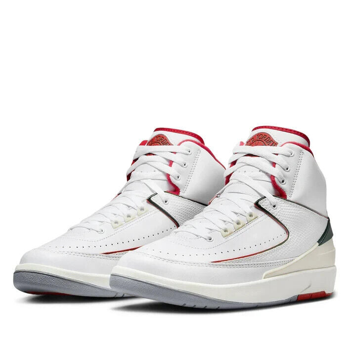 Air Jordan 2 Retro Sneaker Unisex Kids White Red Basketball Shoes
