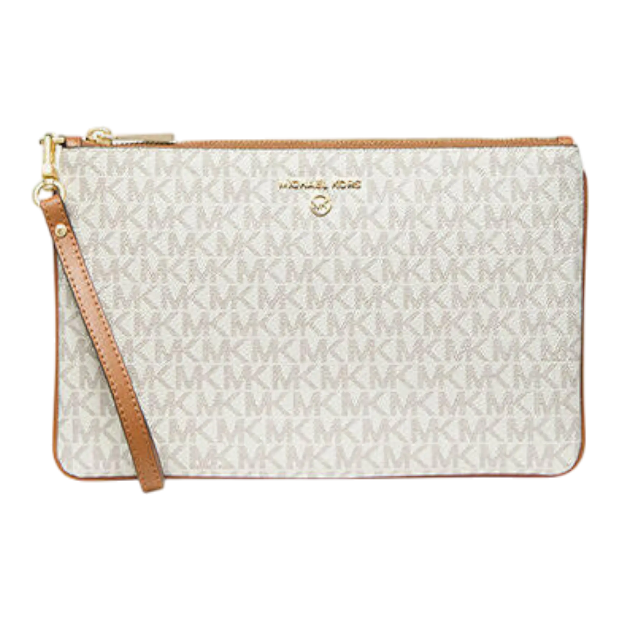 Michael Kors Jet Set Wristlet Wallet Women's L Vanilla Logo Print Michael Kors