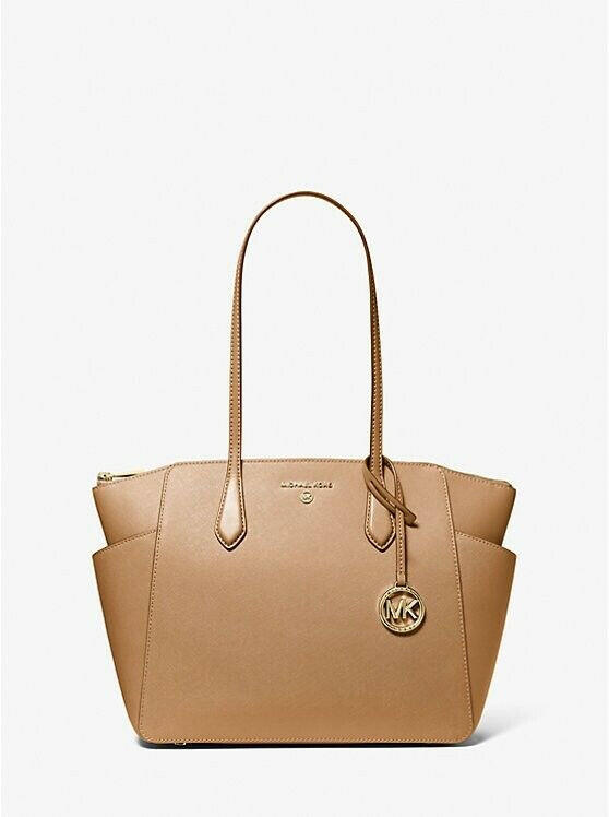 Michael Kors Marilyn Tote Bag Women Medium Camel Saffiano Leather.