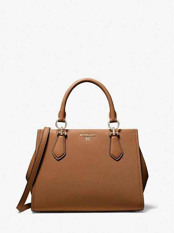 Michael Kors Marilyn Handbag Women Medium Brown Saffiano Leather.