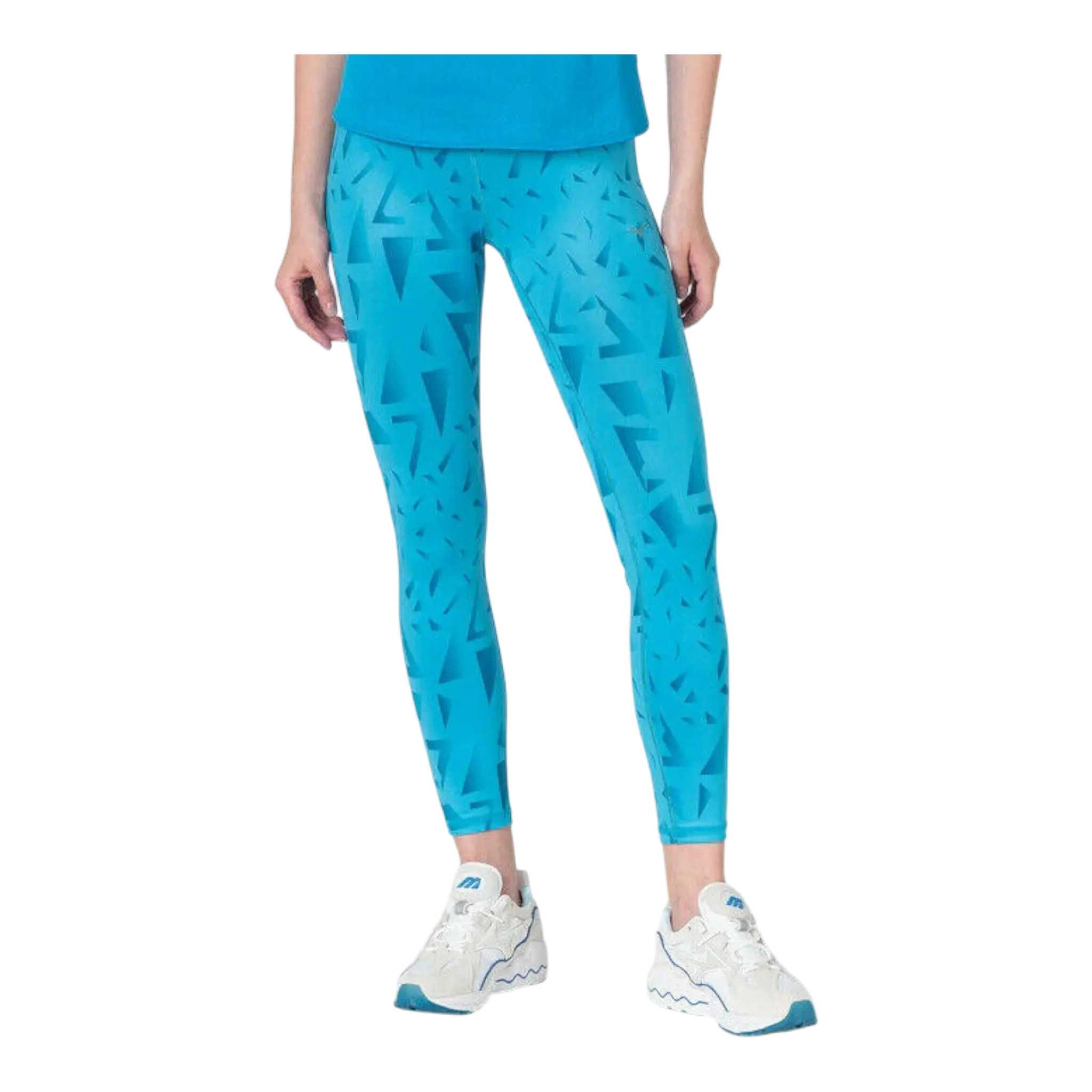 Mizuno Duo Running Tights Women's Graphic Blue Polyester Performance Mizuno