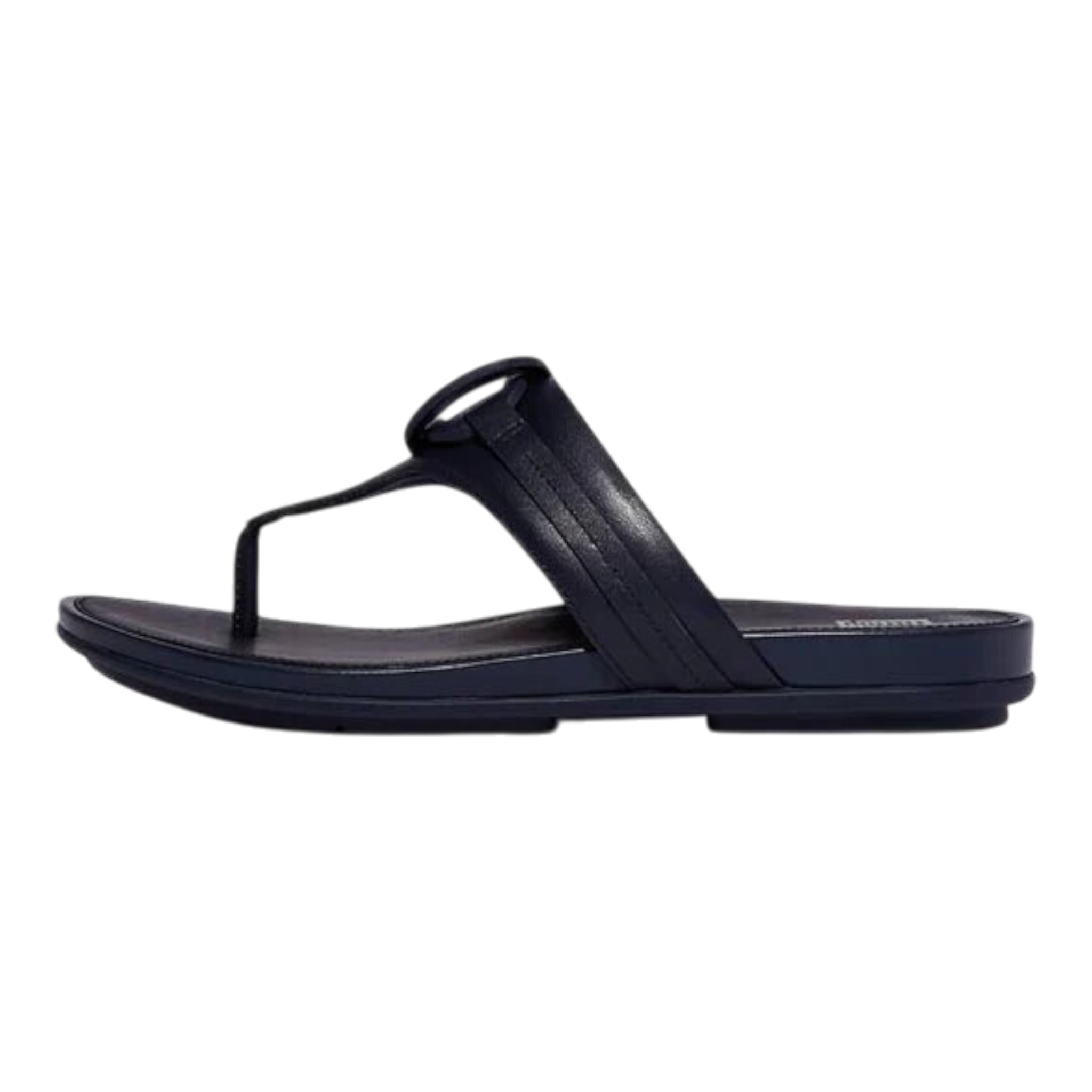 FitFlop Gracie Thong Sandals Women Navy Rubber-Circlet Leather Toe-Post FitFlop