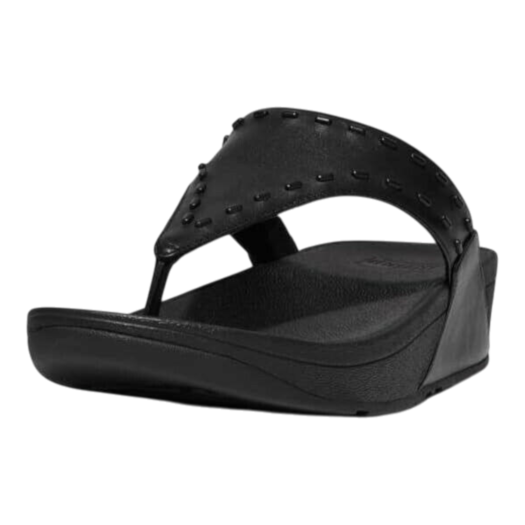 FitFlop Lulu Toe-Post Sandals Women's Black Rubber-Stud Leather Slip On FitFlop