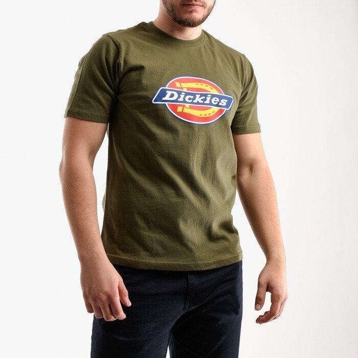 Dickies T-Shirt Men's Olive Green Horseshoe Logo Crew Neck Short Sleeve Pullover